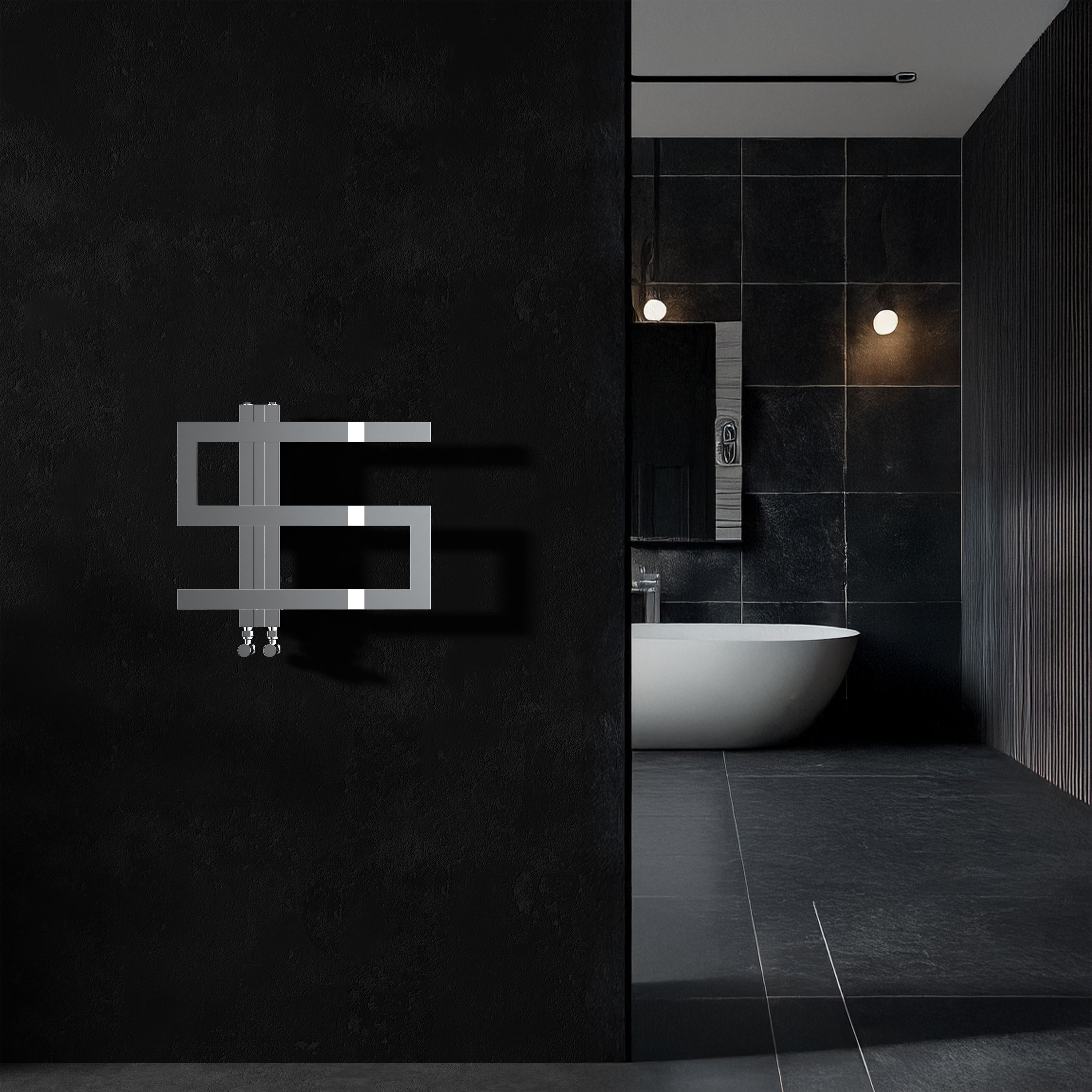 Carisa Ibiza Offset Stainless Steel Designer Heated Towel Rail