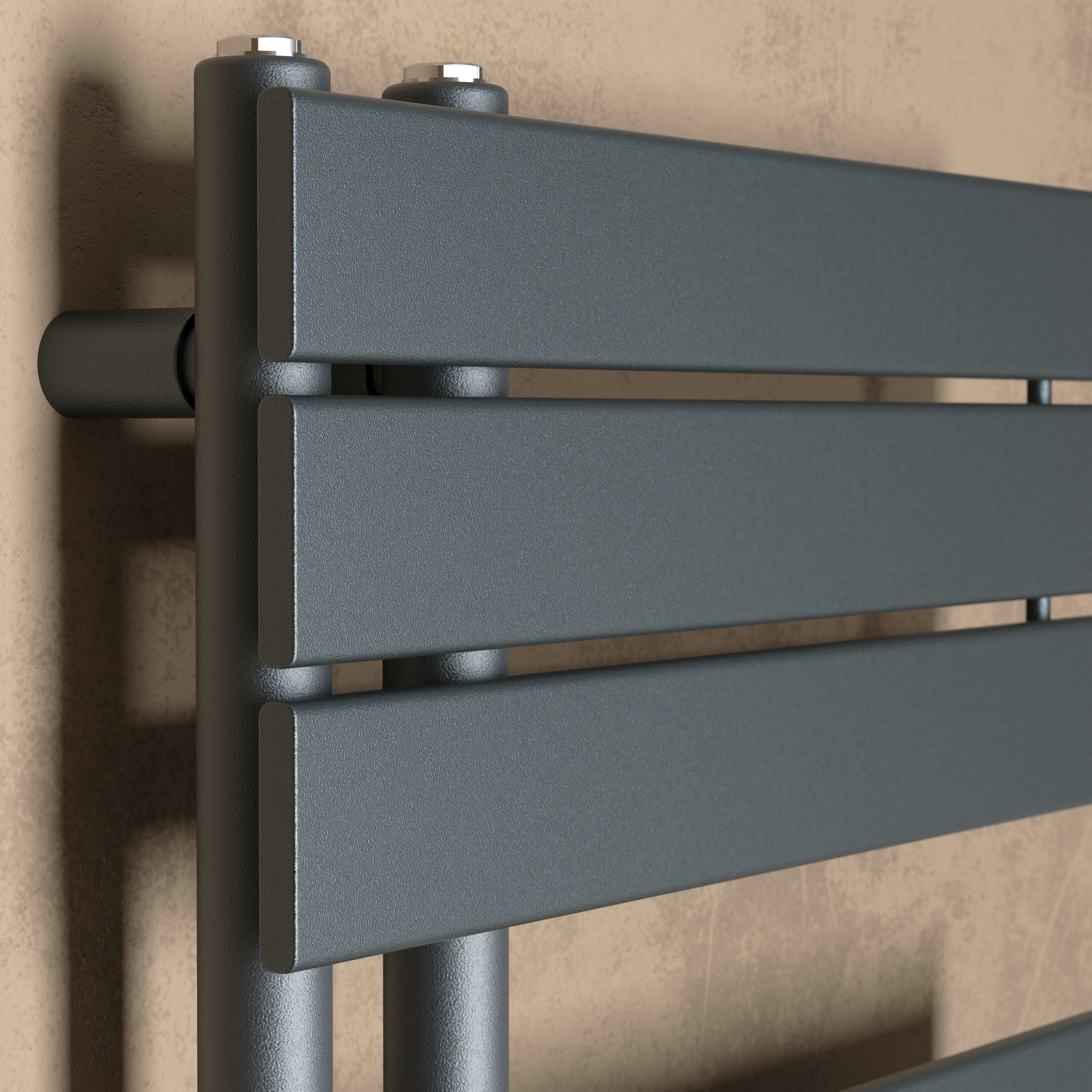 Toasty Haven Anthracite Flat Panel Offset Heated Towel Rail