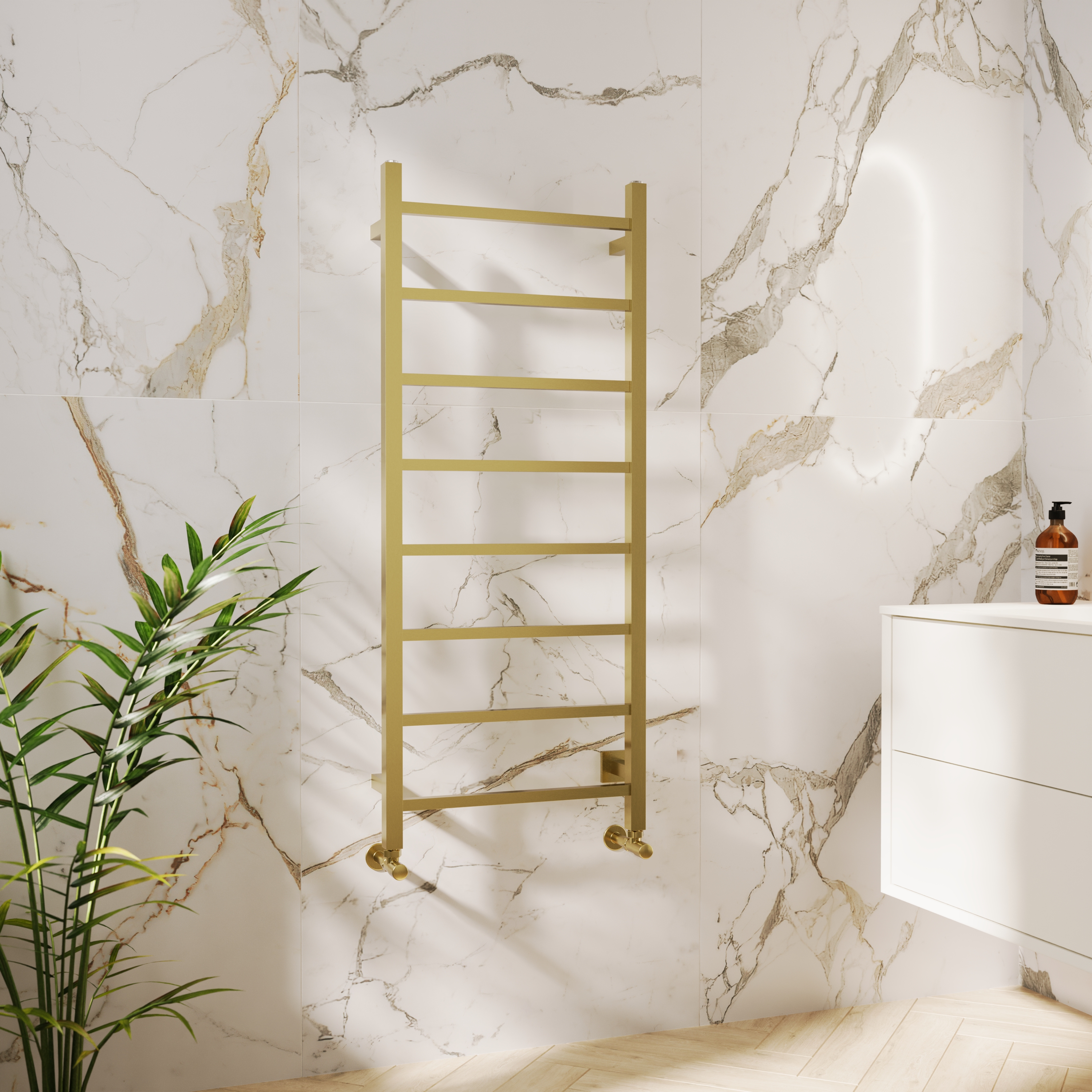 Toasty Arcus Brushed Brass Electric Heated Towel Rail