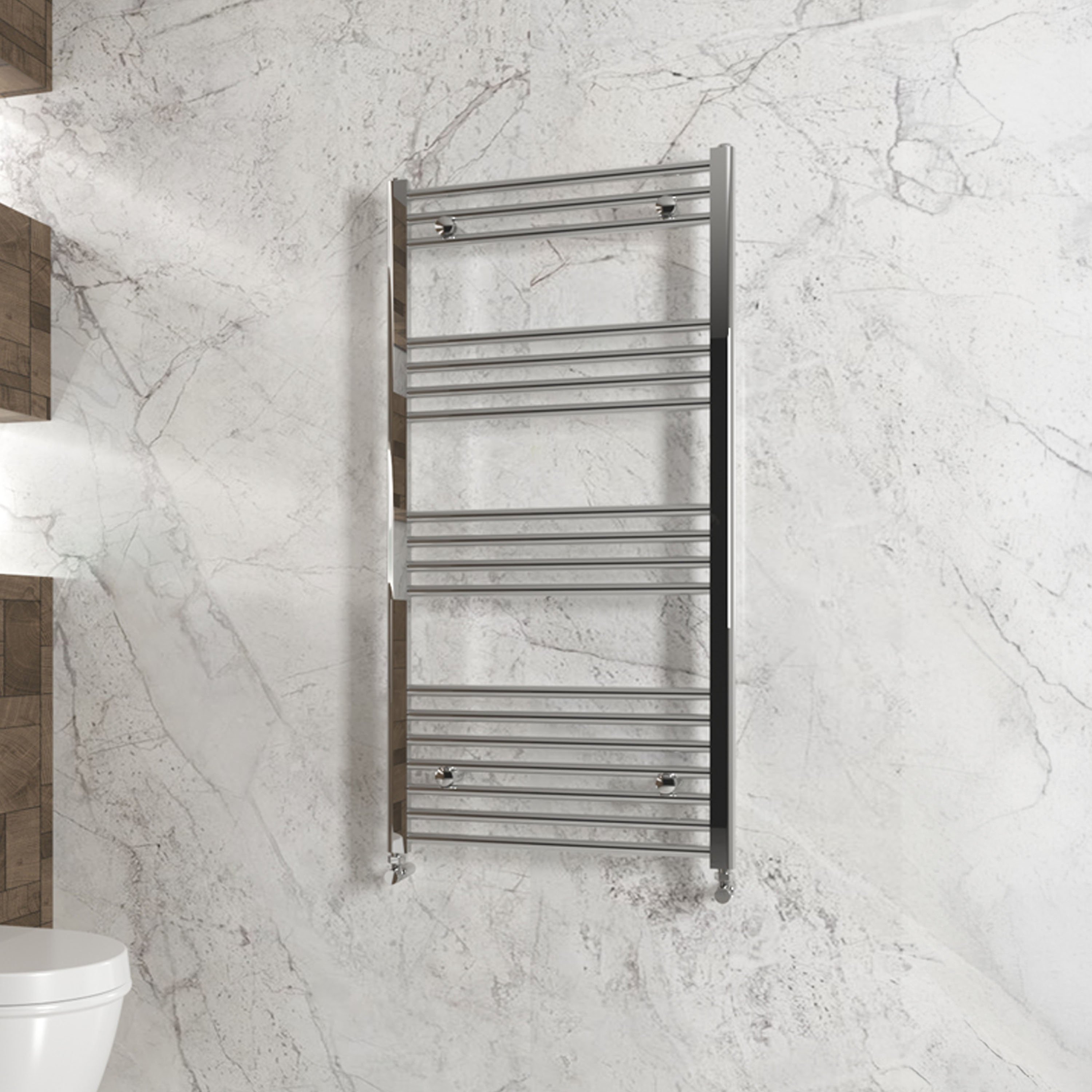 Carisa Nile Flat Vertical Steel Ladder Heated Towel Rail