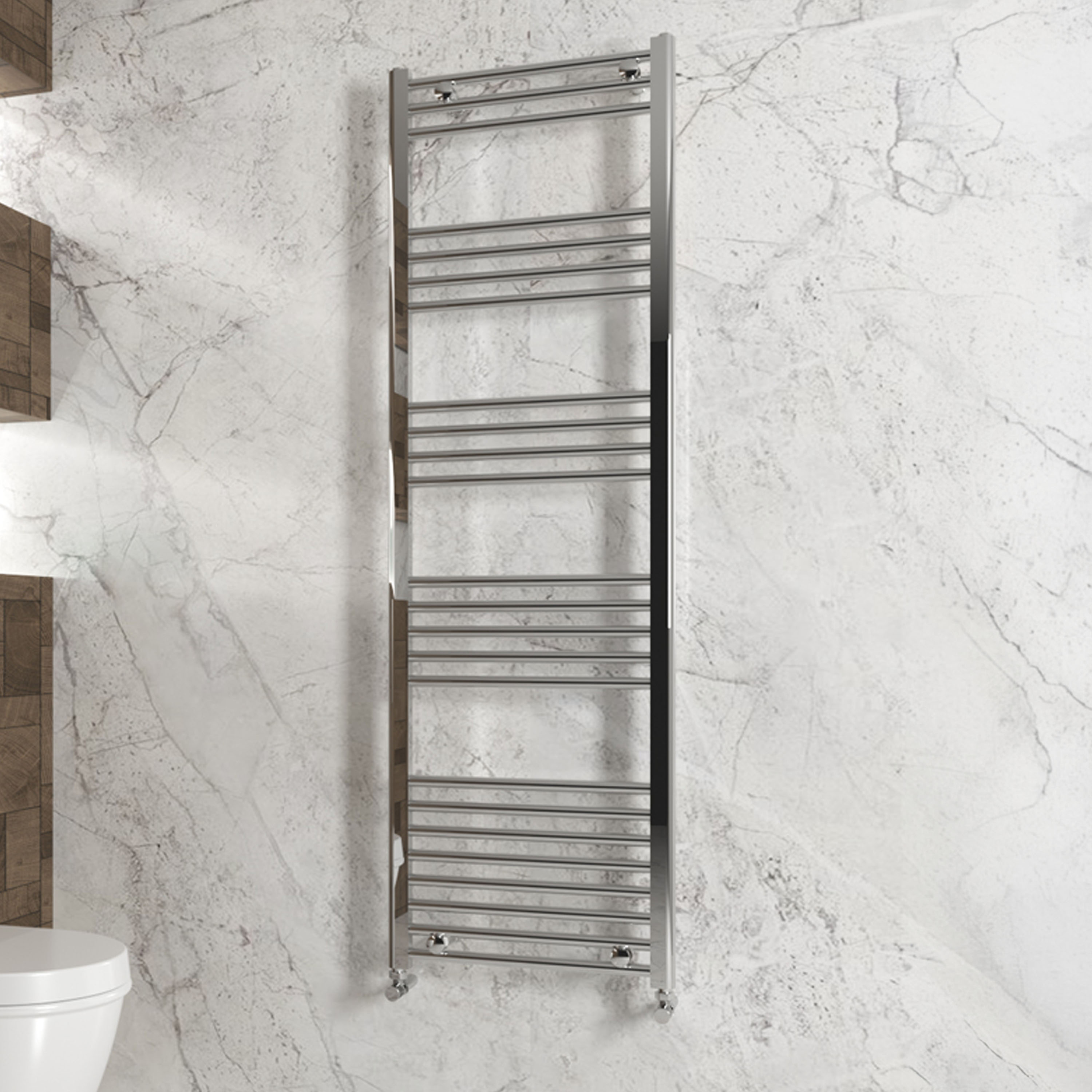 Carisa Nile Flat Vertical Steel Ladder Heated Towel Rail