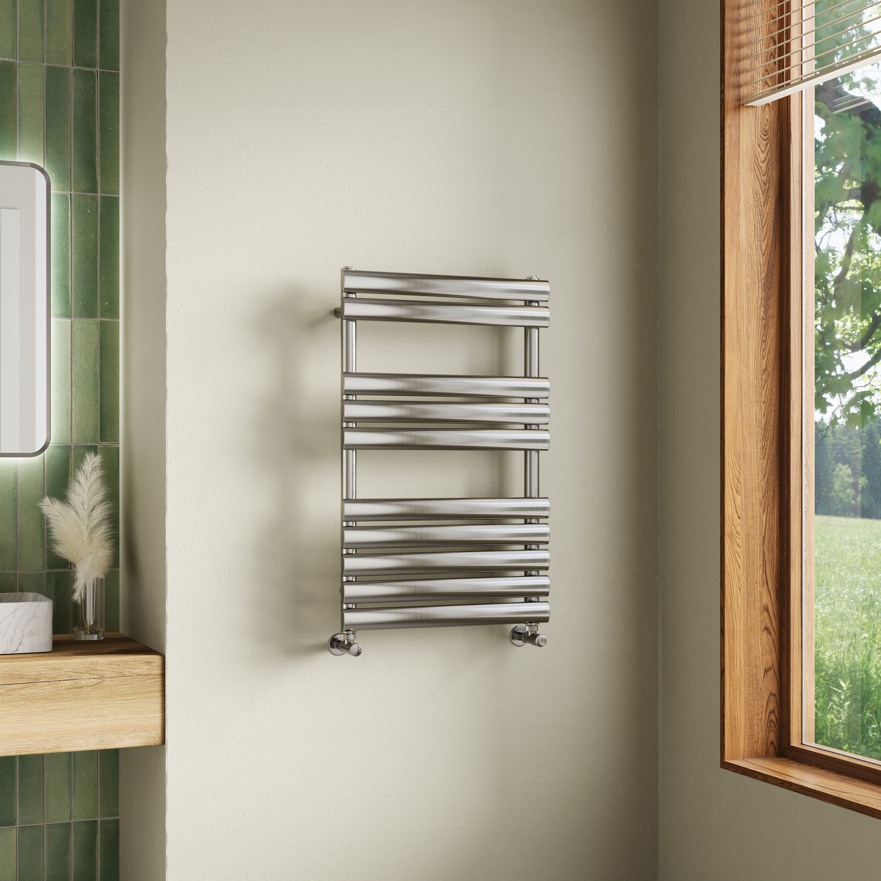 Toasty Eden Brushed Nickel Heated Towel Rail