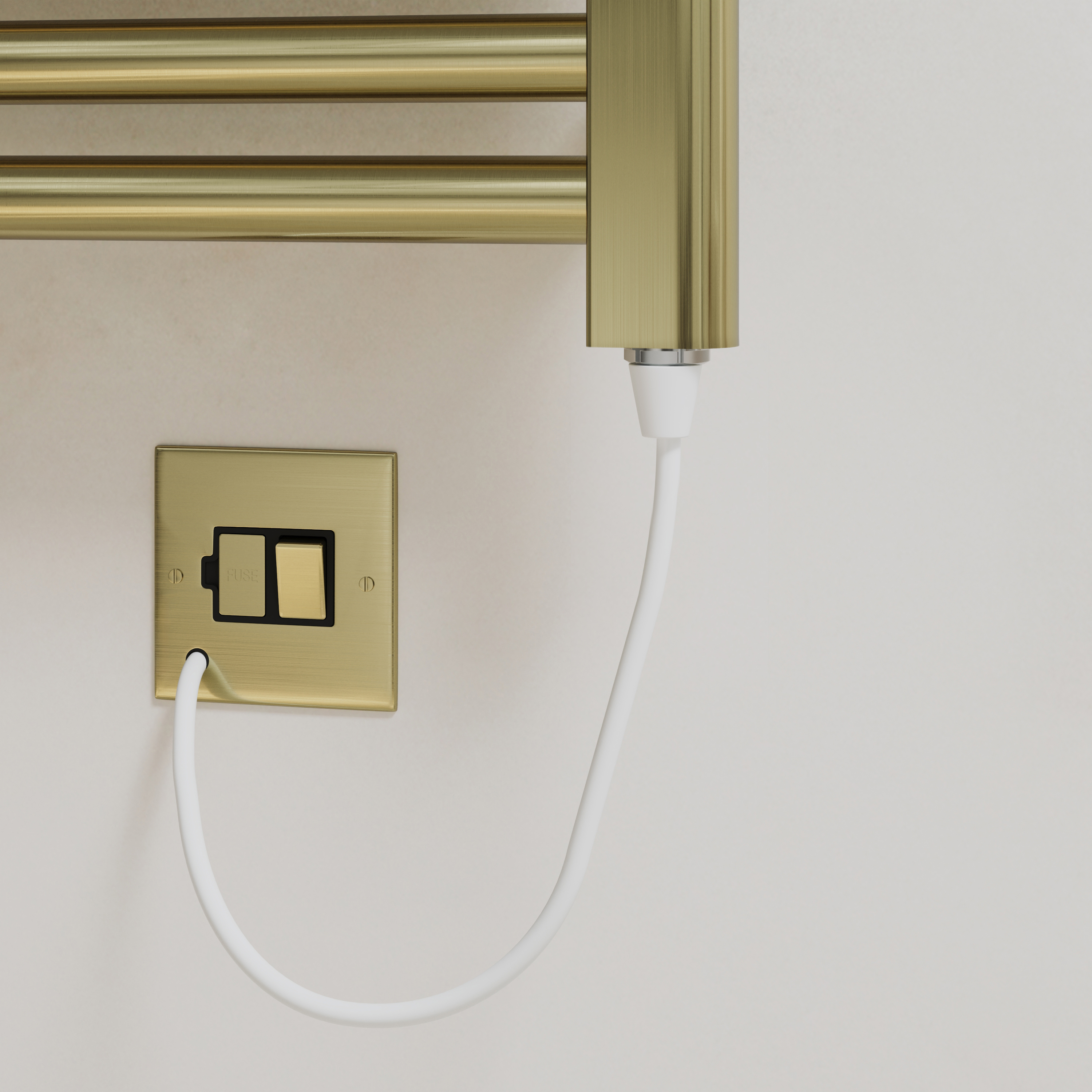 Toasty Glow Premium Brushed Brass 25mm Electric Heated Towel Rail with Heating Element