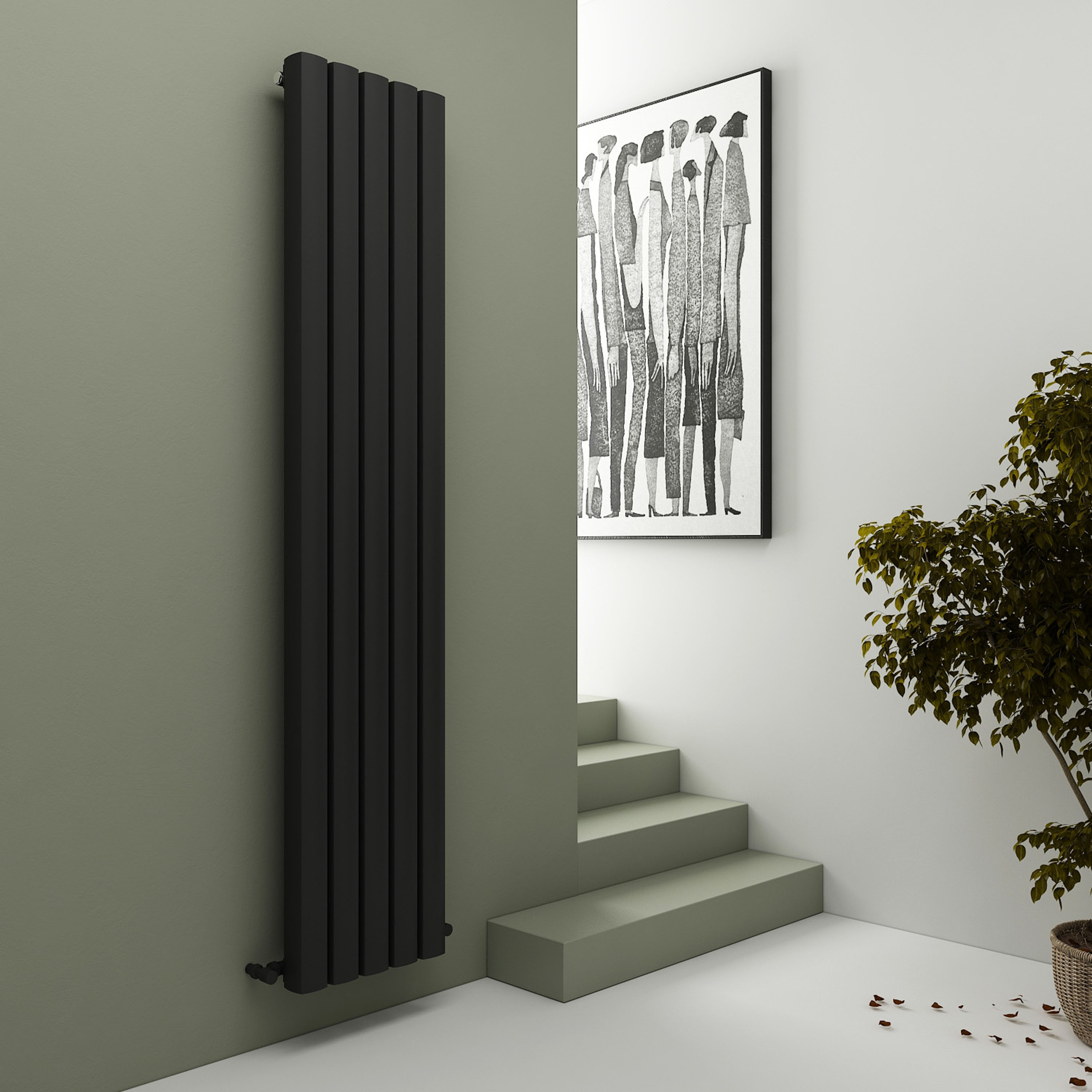Carisa Vesta Oval Single Panel Vertical Aluminium Radiator