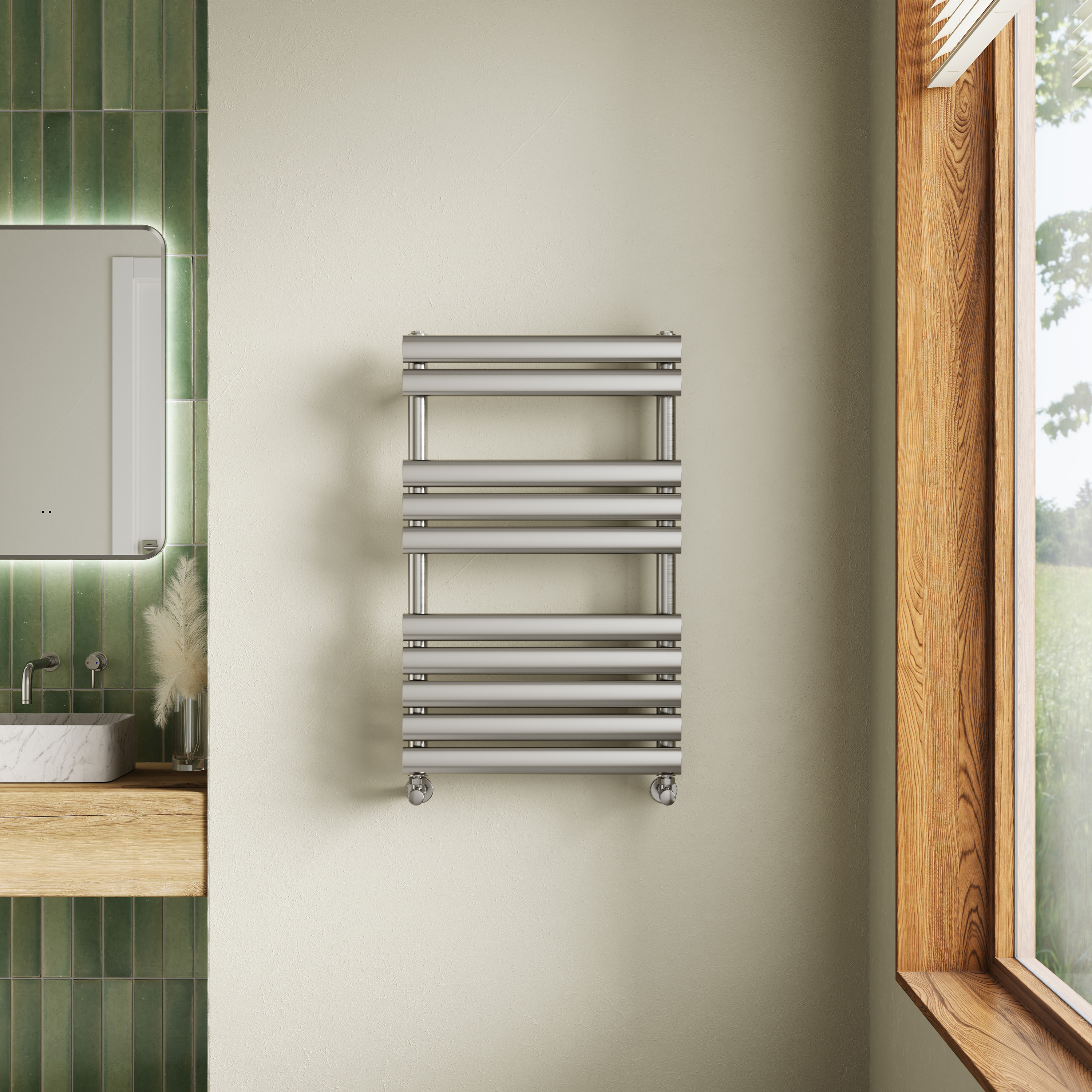 Toasty Eden Brushed Nickel Heated Towel Rail