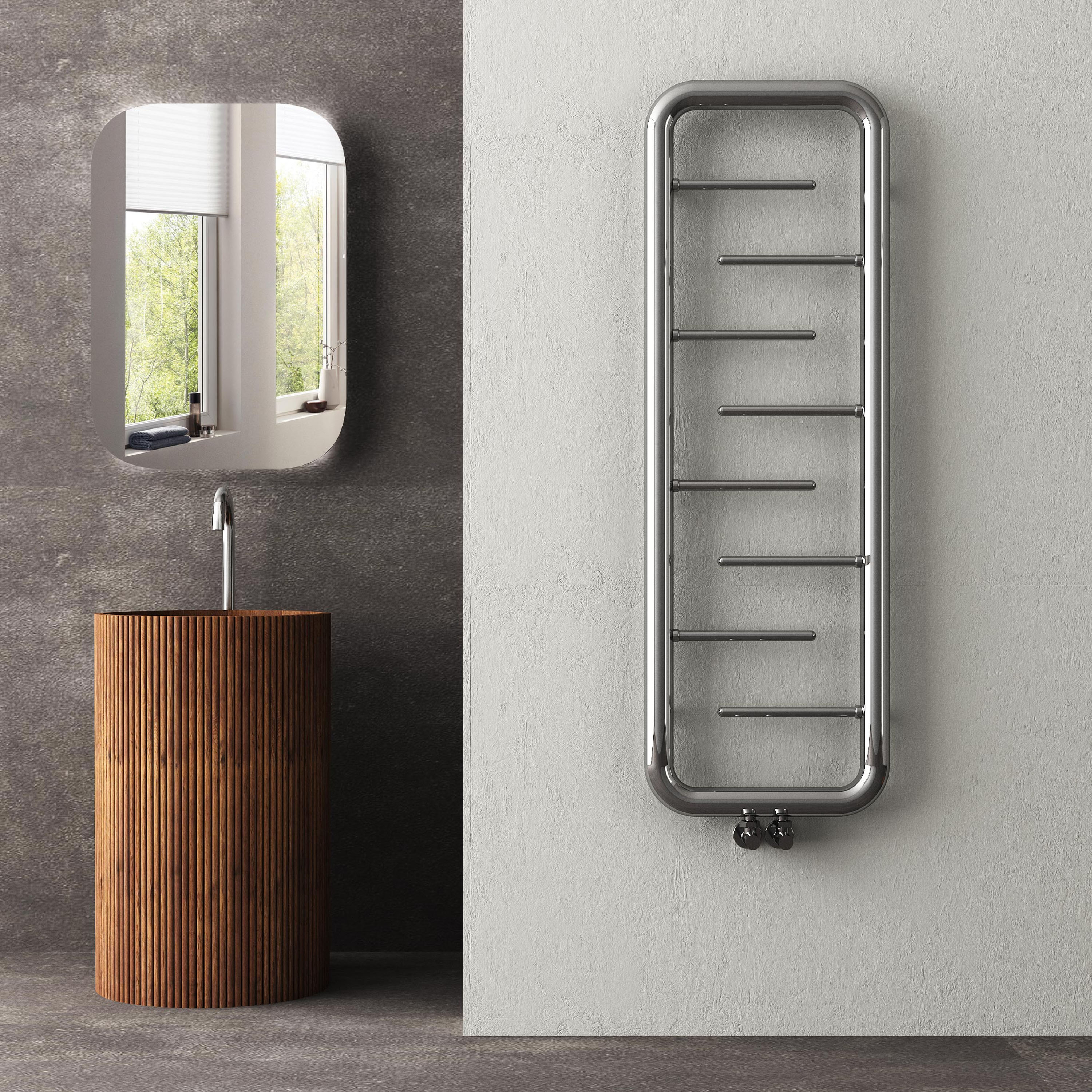 Carisa Aren Ladder Stainless Steel Designer Heated Towel Rail