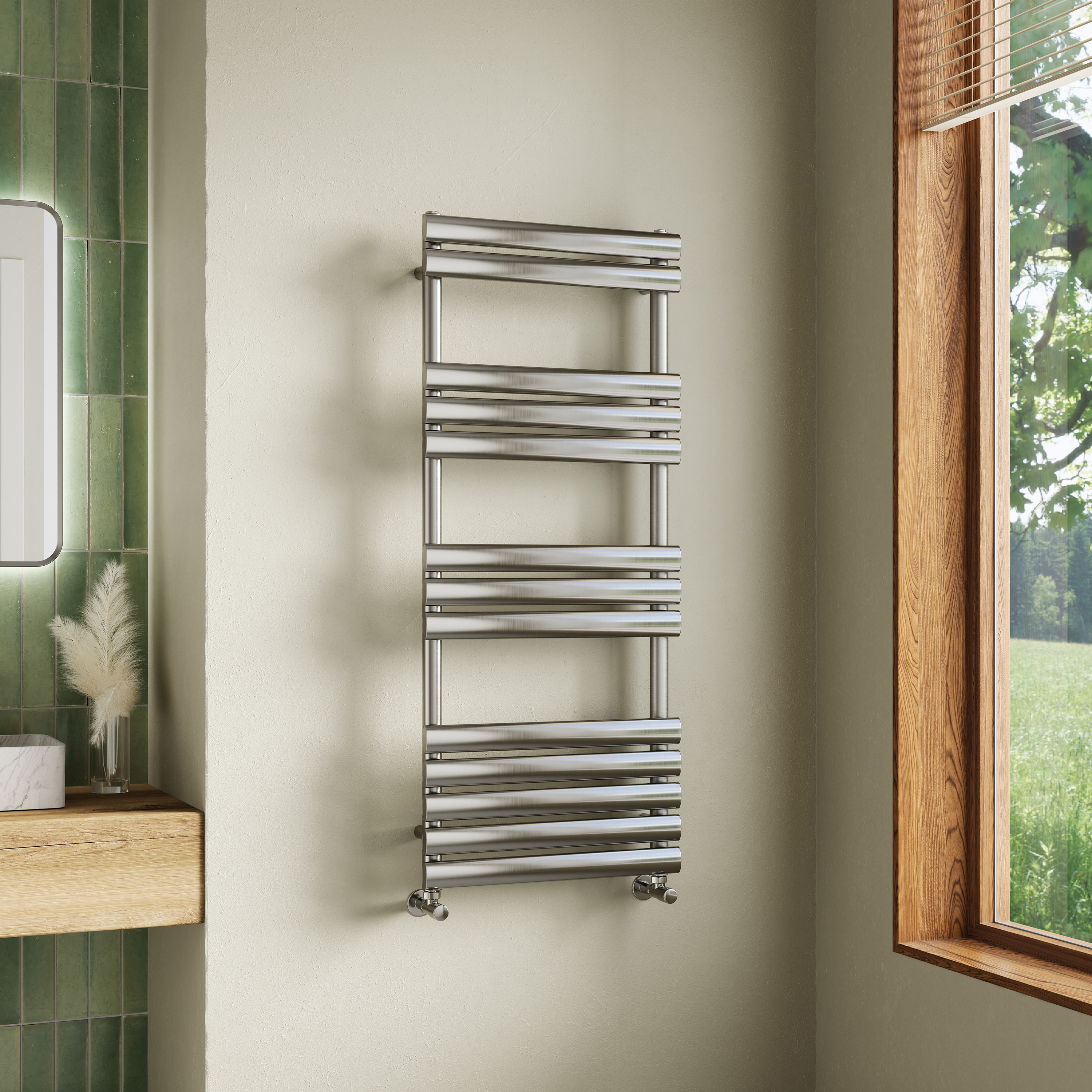 Toasty Eden Brushed Nickel Heated Towel Rail
