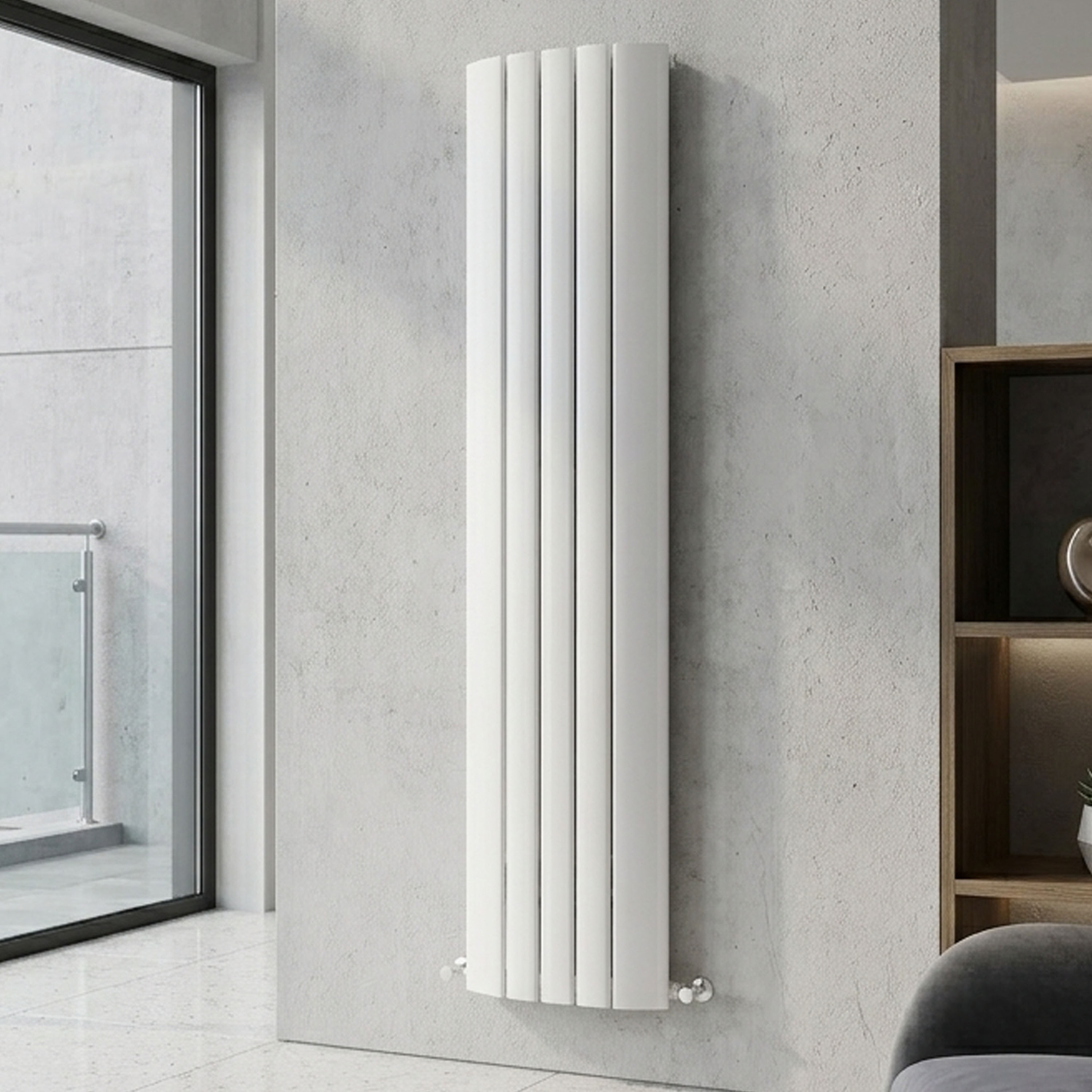 Carisa Gaia Oval Single Panel Vertical Aluminium Radiator