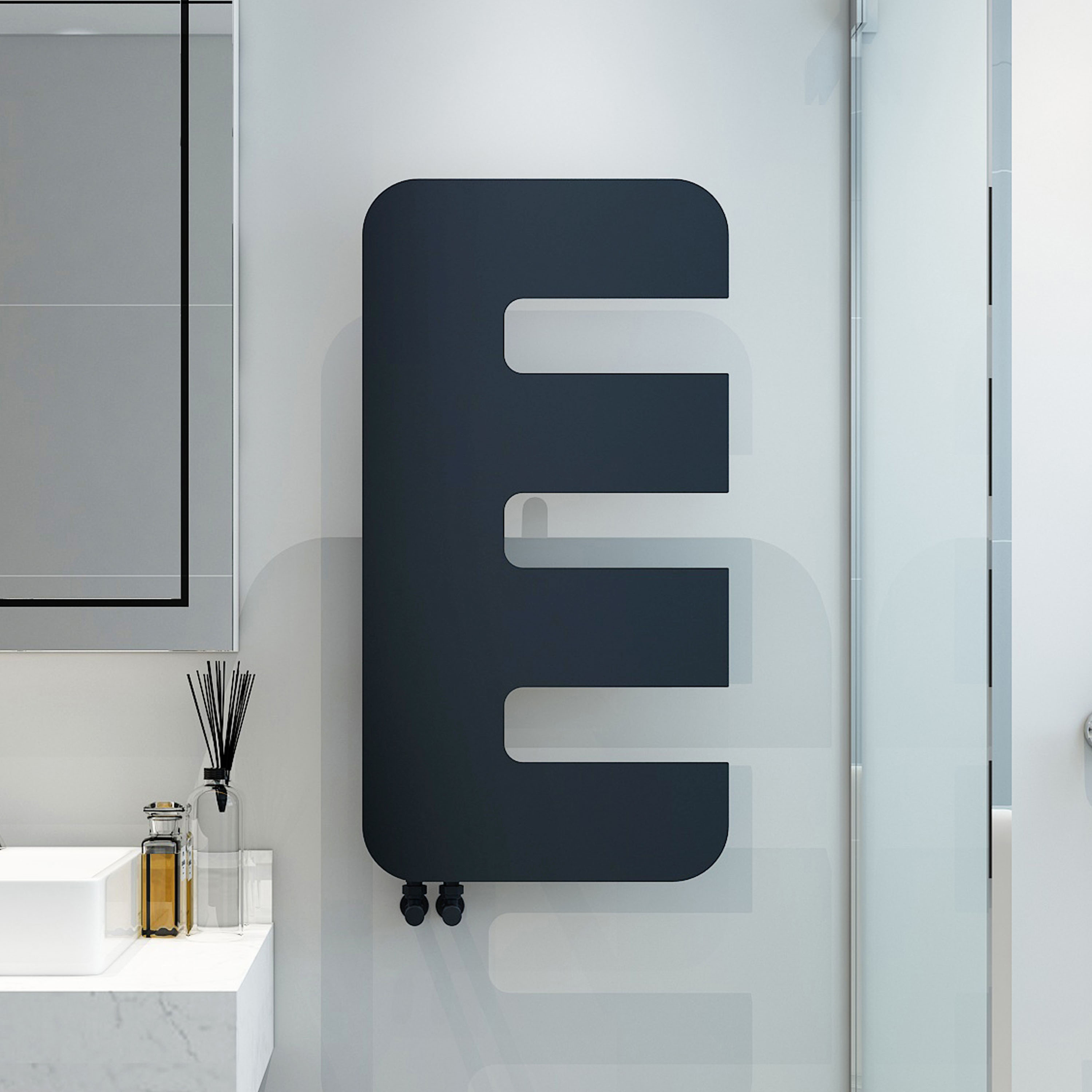 Carisa Rex Offset Single Panel Steel Designer Heated Towel Rail