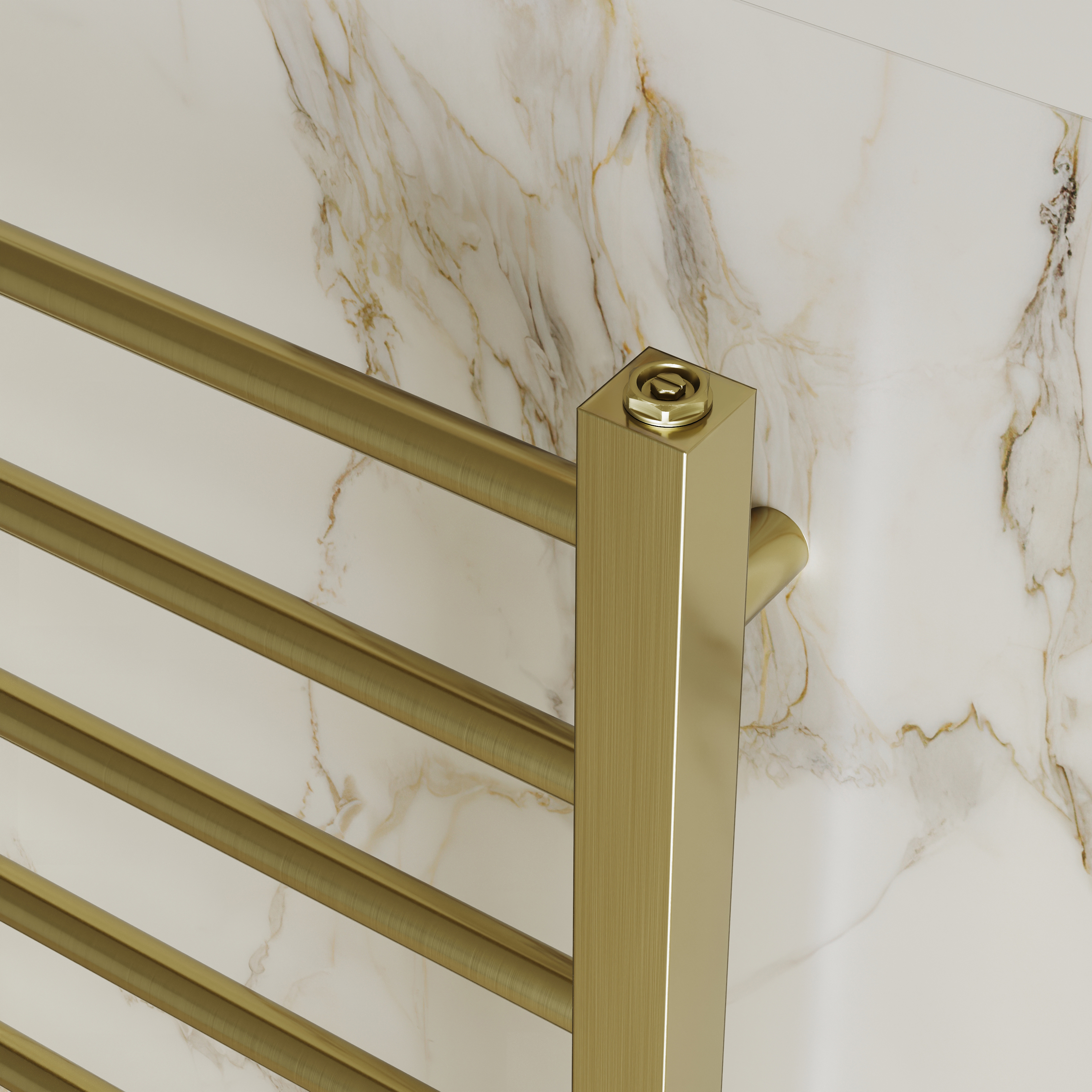 Toasty Rise Brushed Brass Heated Towel Rail
