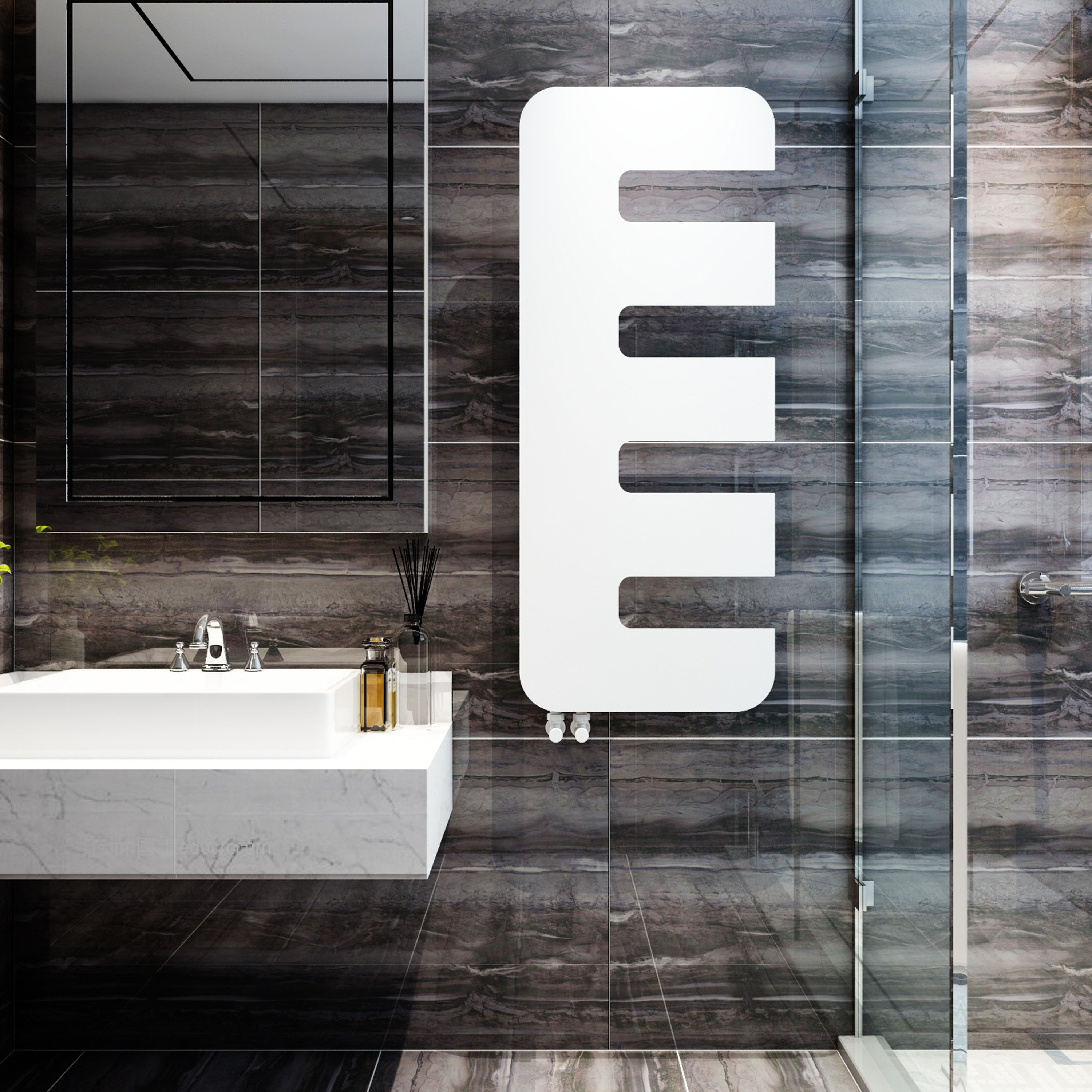 Carisa Rex Offset Single Panel Steel Designer Heated Towel Rail