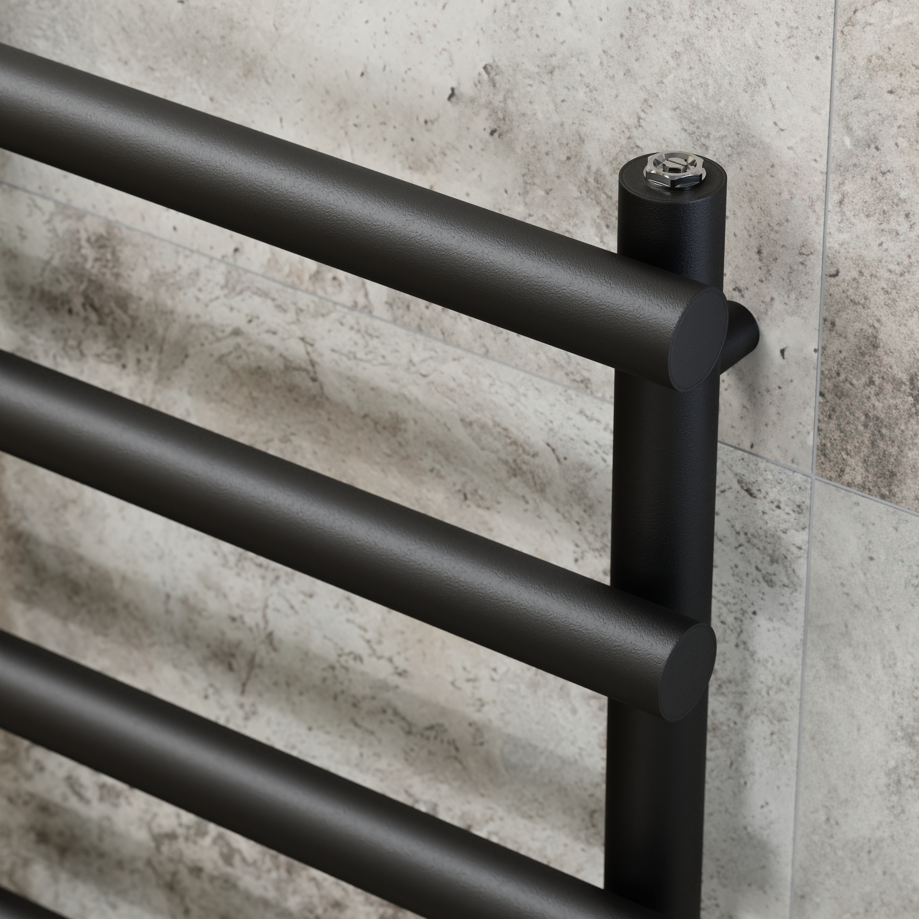 Toasty Yarrow Matt Black Electric Heated Towel Rail with Heating Element