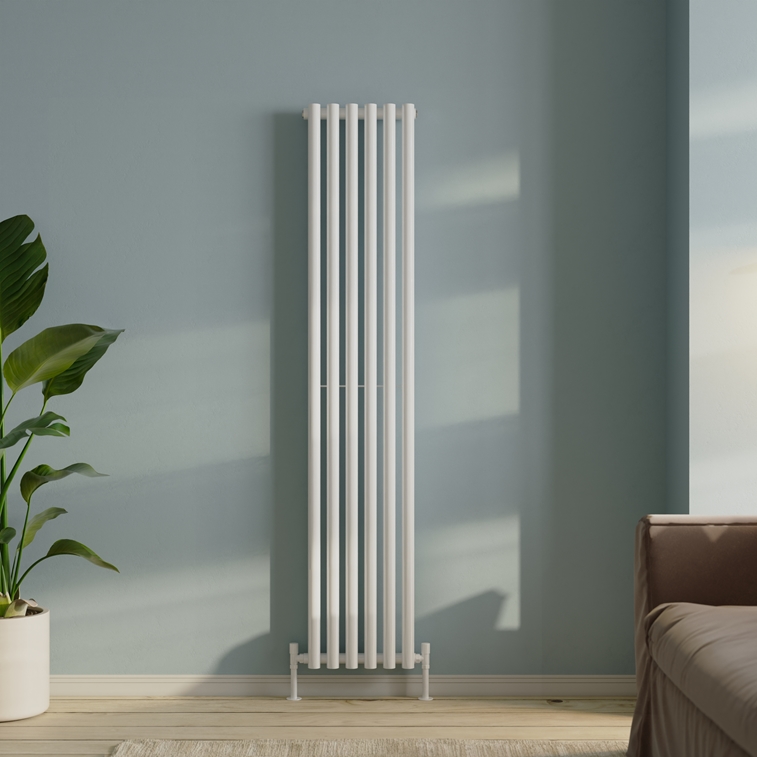 Round Toped Radiators Toasty Aura White Round Tube Vertical Radiator | Toasty