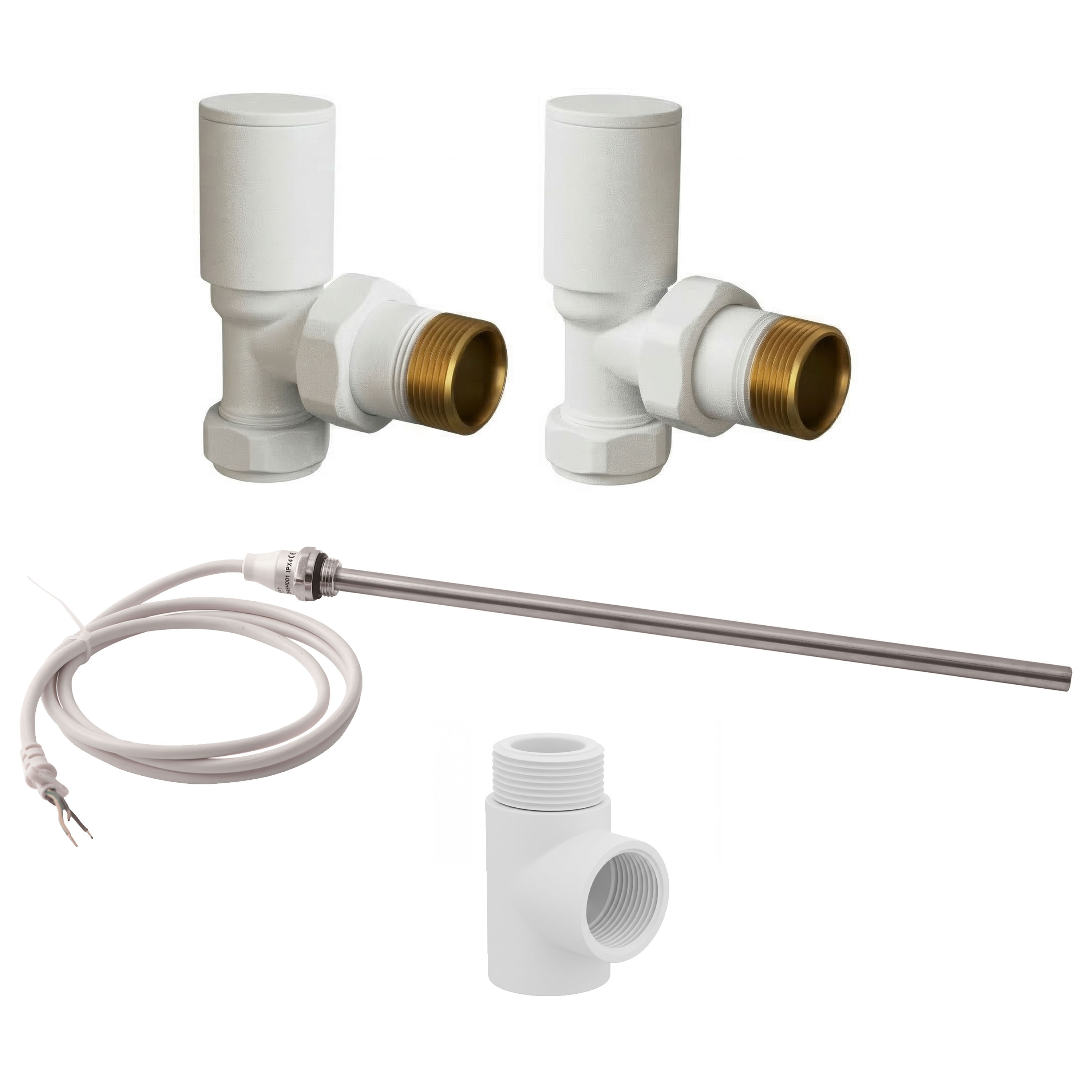 Toasty Matt White Dual Fuel Kit With Manual Element, Valves And T-Piece