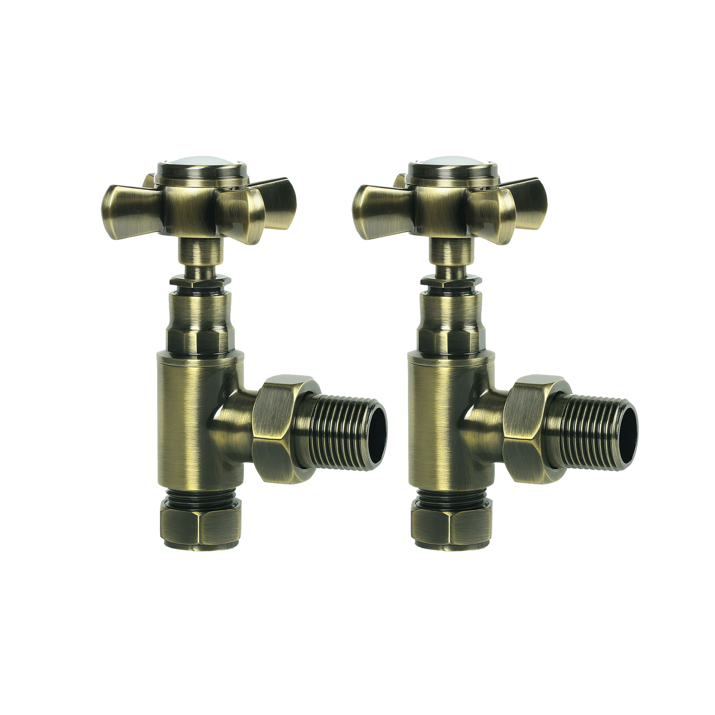 Toasty Traditional Crosshead Manual Angled Valves - Antique Brass