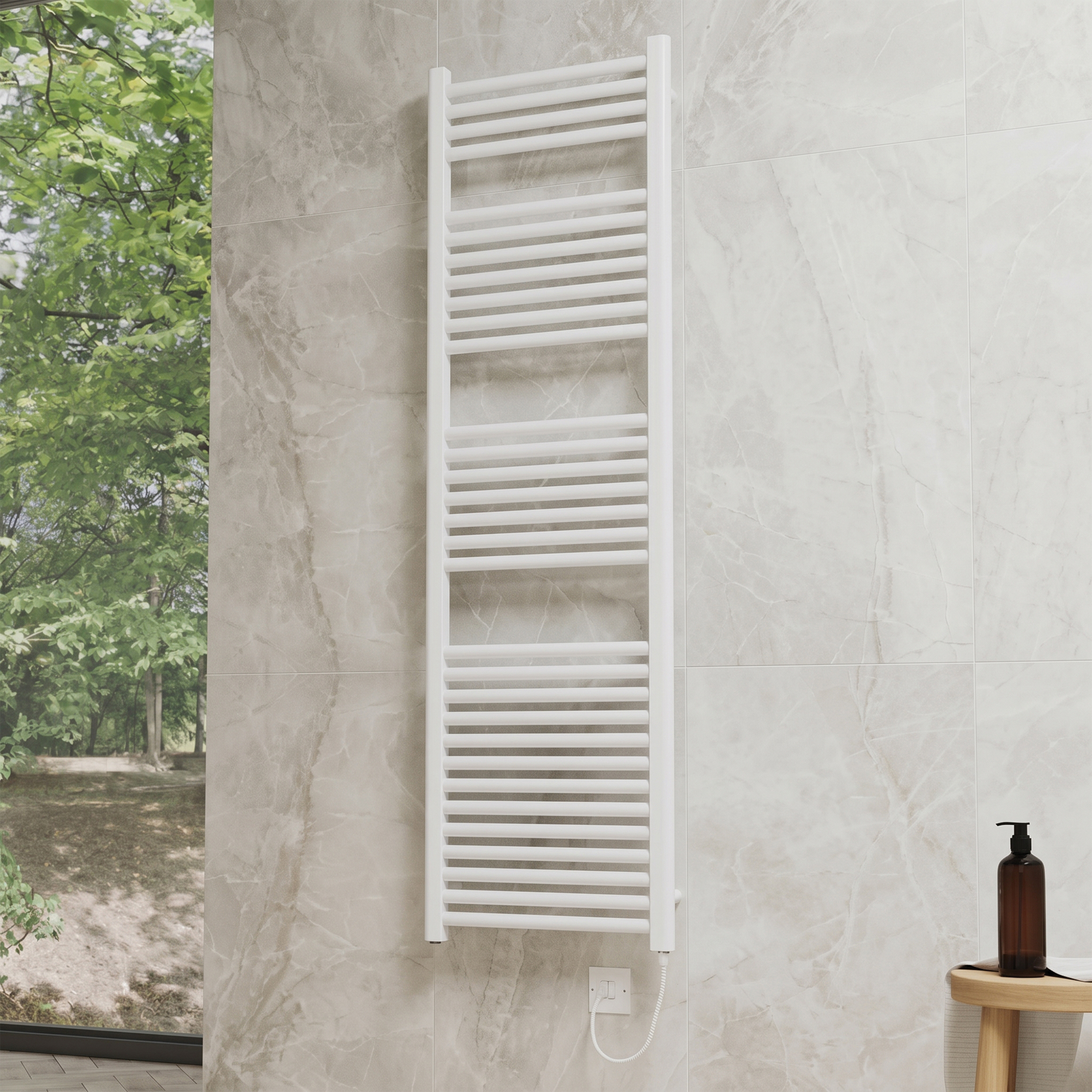 Toasty Glow Premium Matt White 25mm Electric Heated Towel Rail with Heating Element