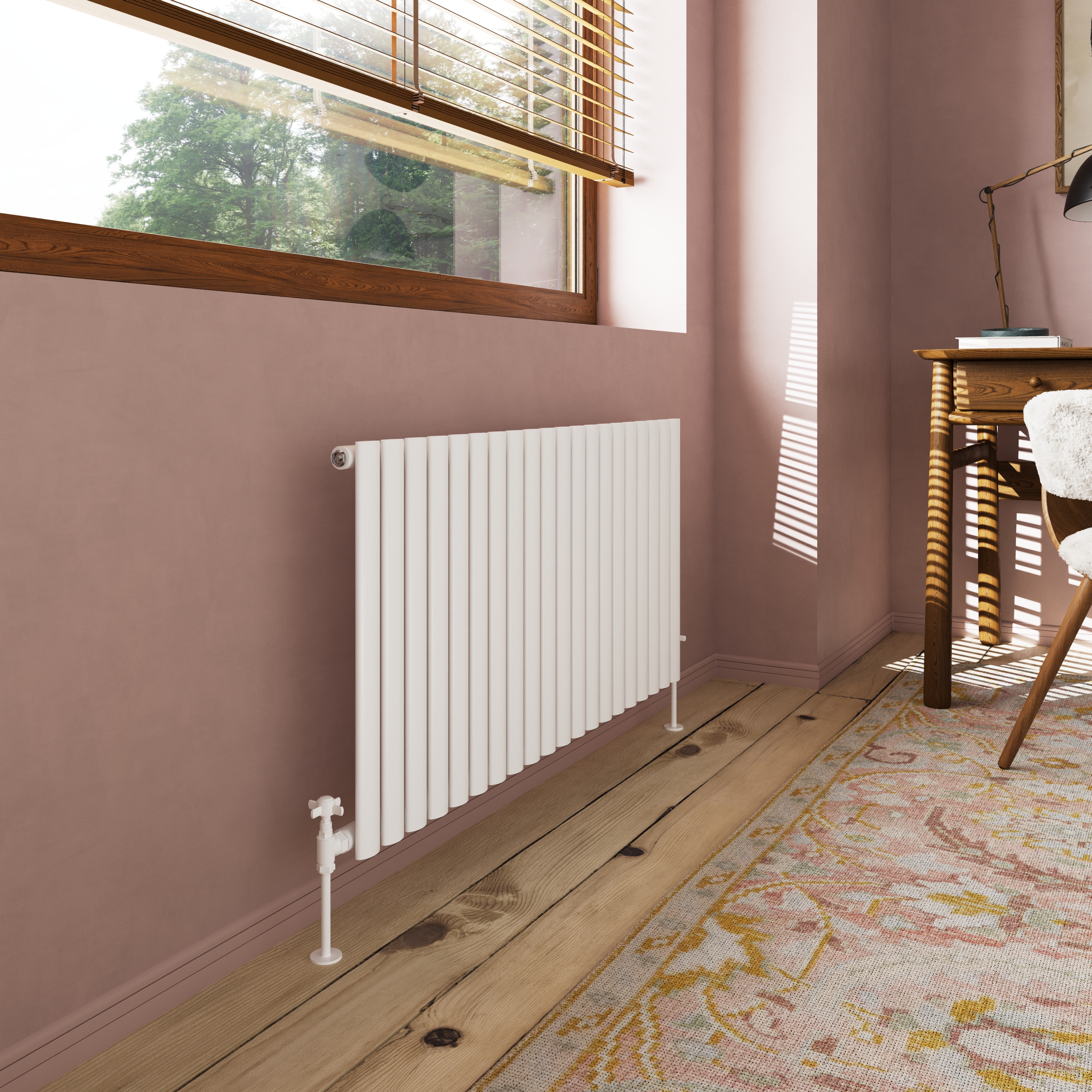 Toasty Ember White Oval Panel Horizontal Radiator
