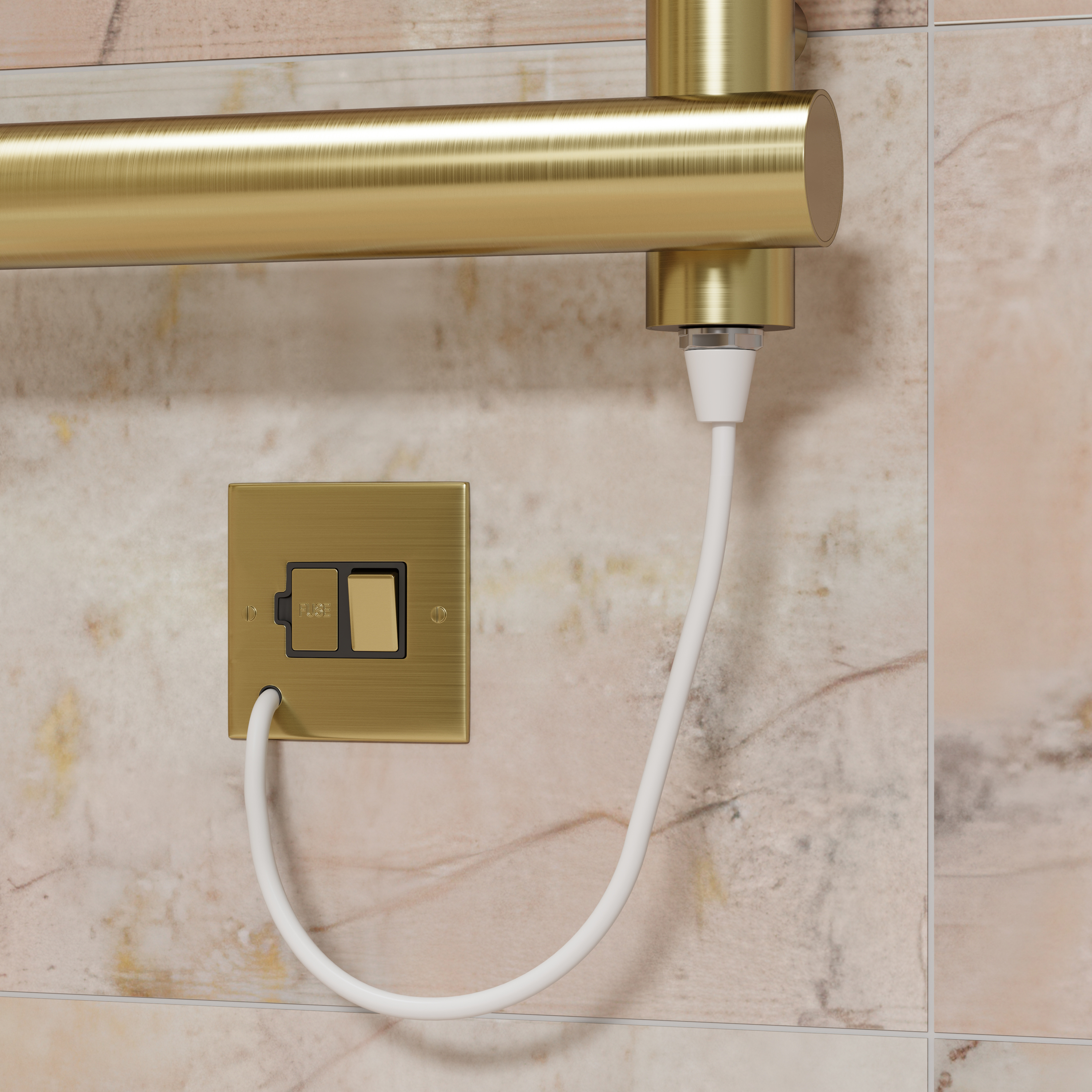 Toasty Yarrow Brushed Brass Electric Heated Towel Rail with Heating Element