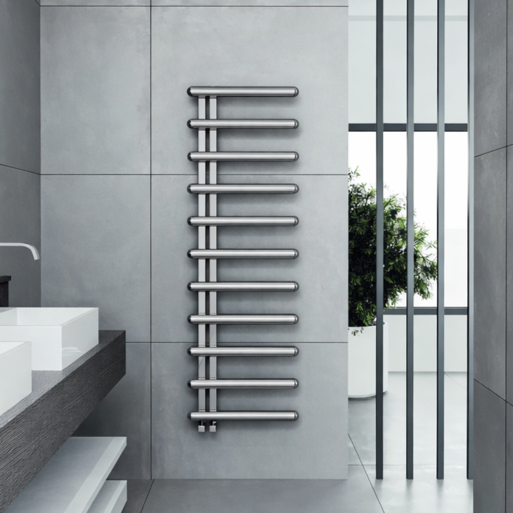 Carisa Ivor Offset Stainless Steel Designer Heated Towel Rail