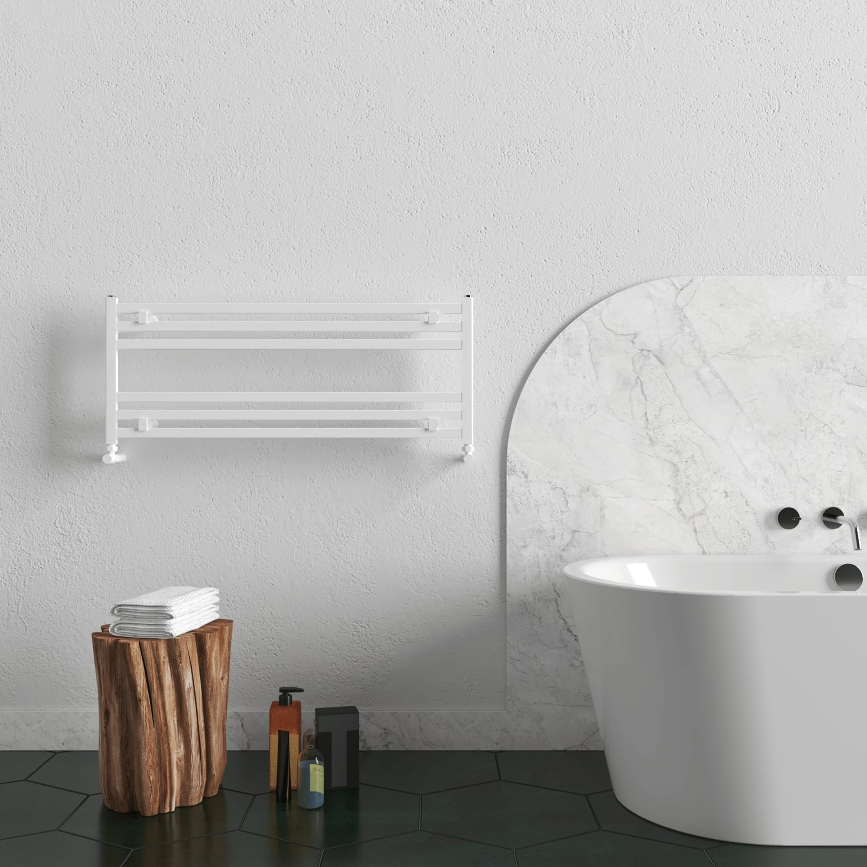 Carisa Fame Horizontal Ladder Aluminium Designer Heated Towel Rail - 400 x 1000mm