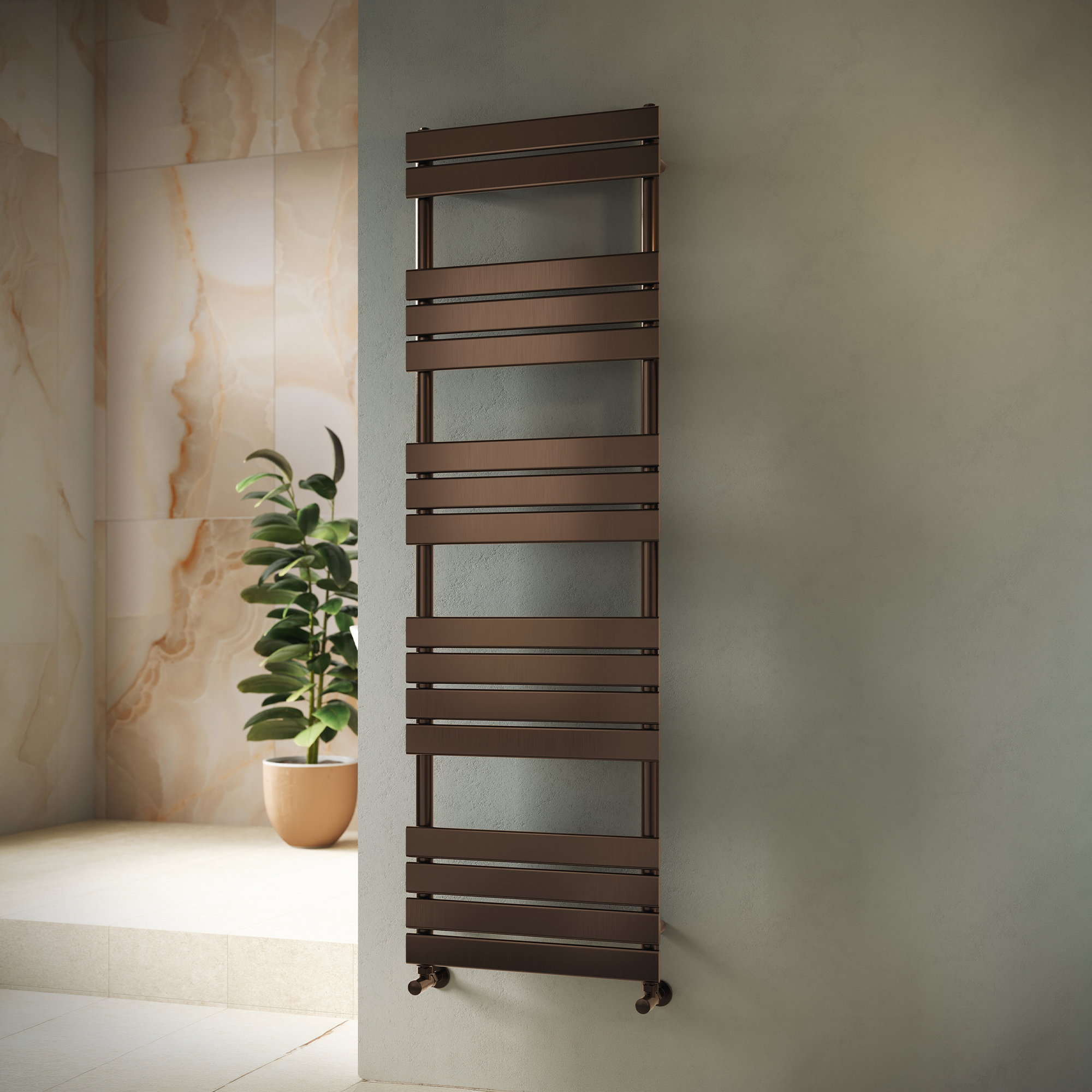 Toasty Hush Brushed Bronze Flat Panel Heated Towel Rail