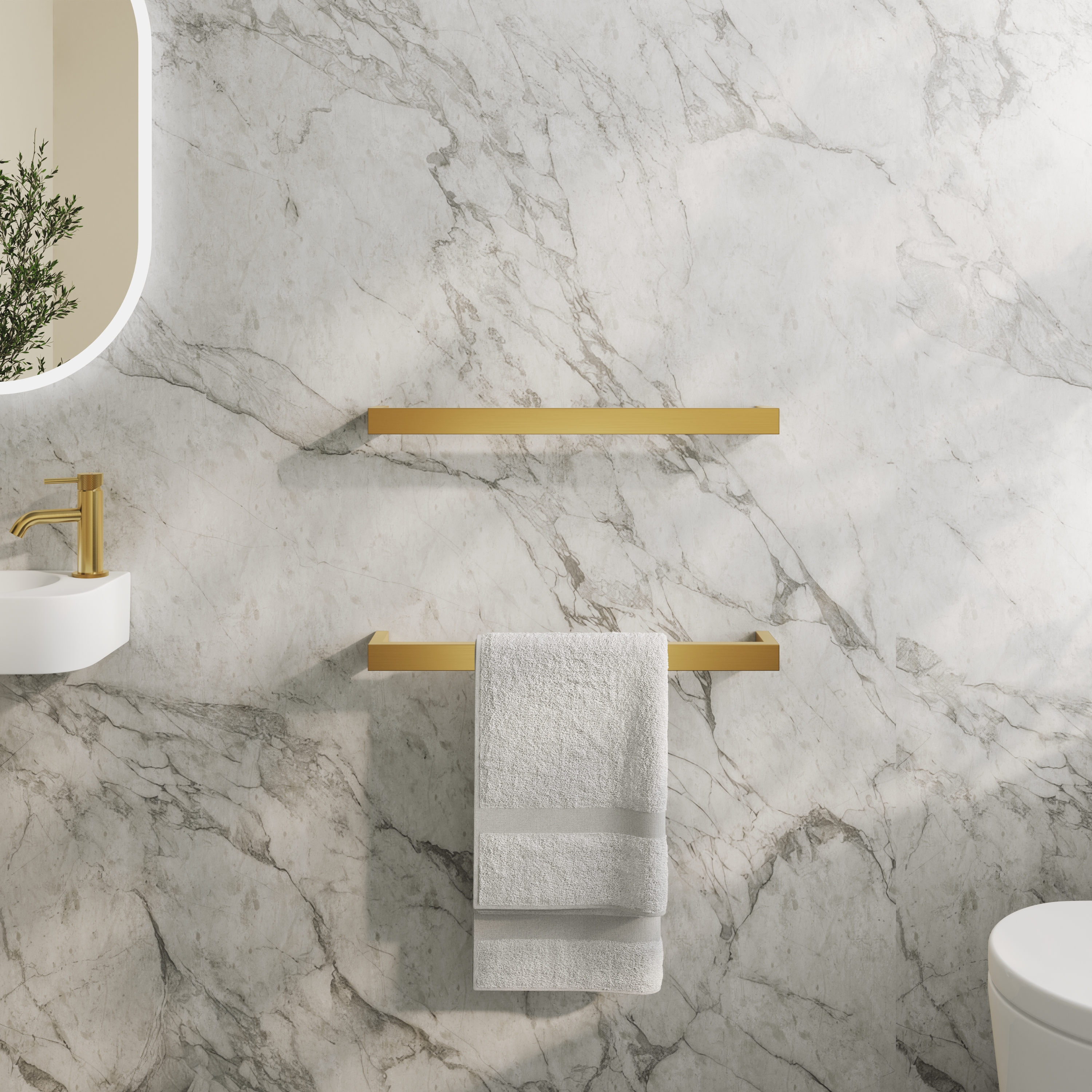 Toasty Flare Brushed Brass Electric Heated Towel Rail