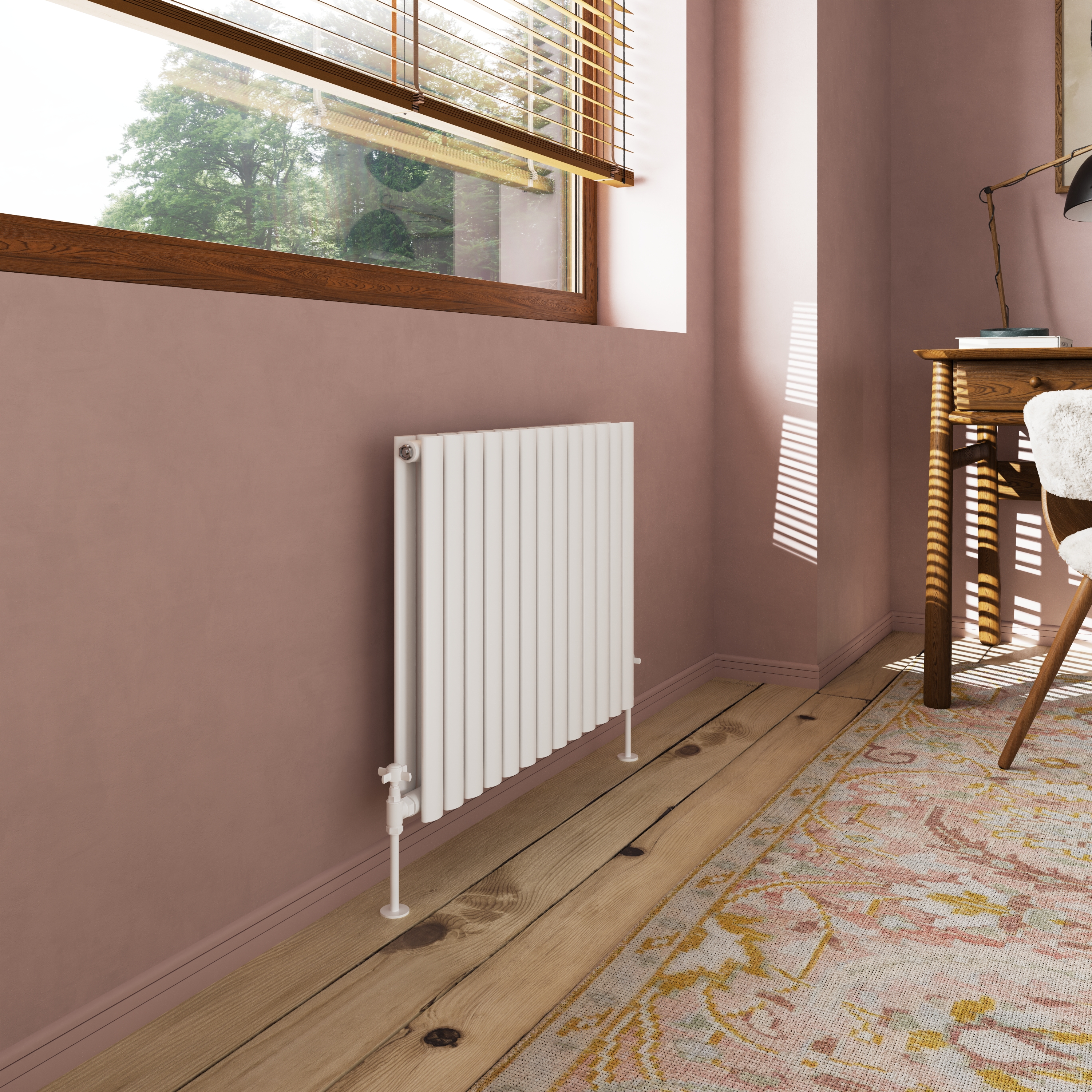 Toasty Ember White Oval Panel Horizontal Radiator