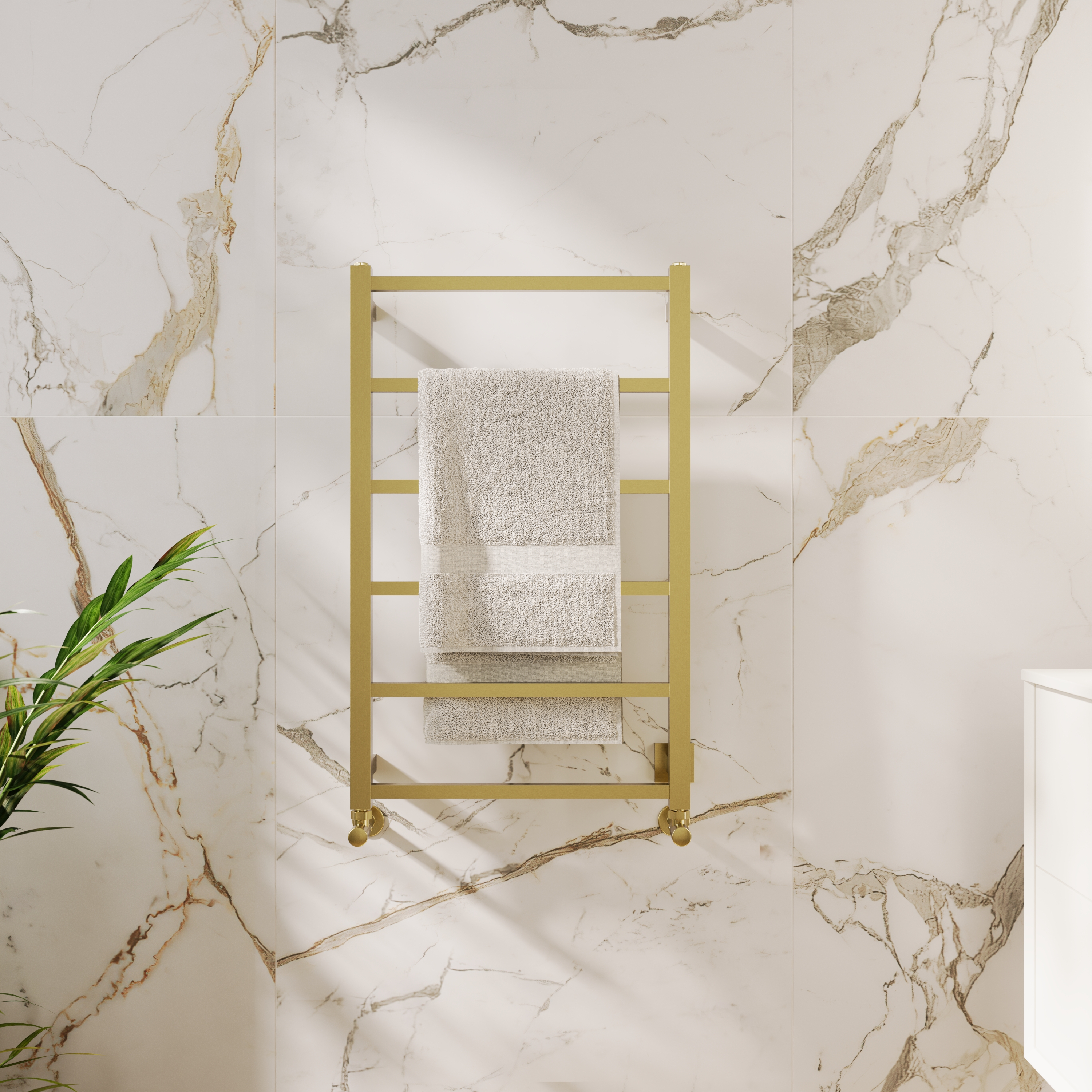 Toasty Arcus Brushed Brass Electric Heated Towel Rail