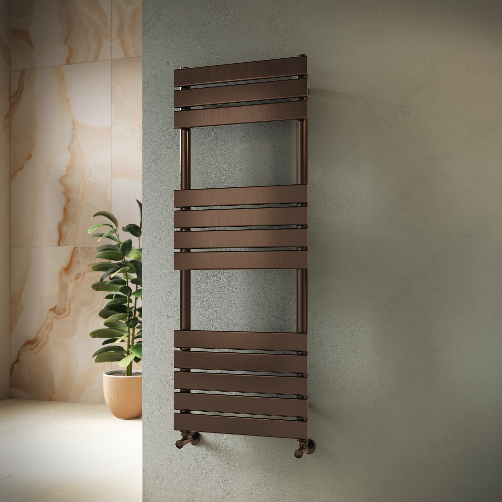 Toasty Hush Brushed Bronze Flat Panel Heated Towel Rail