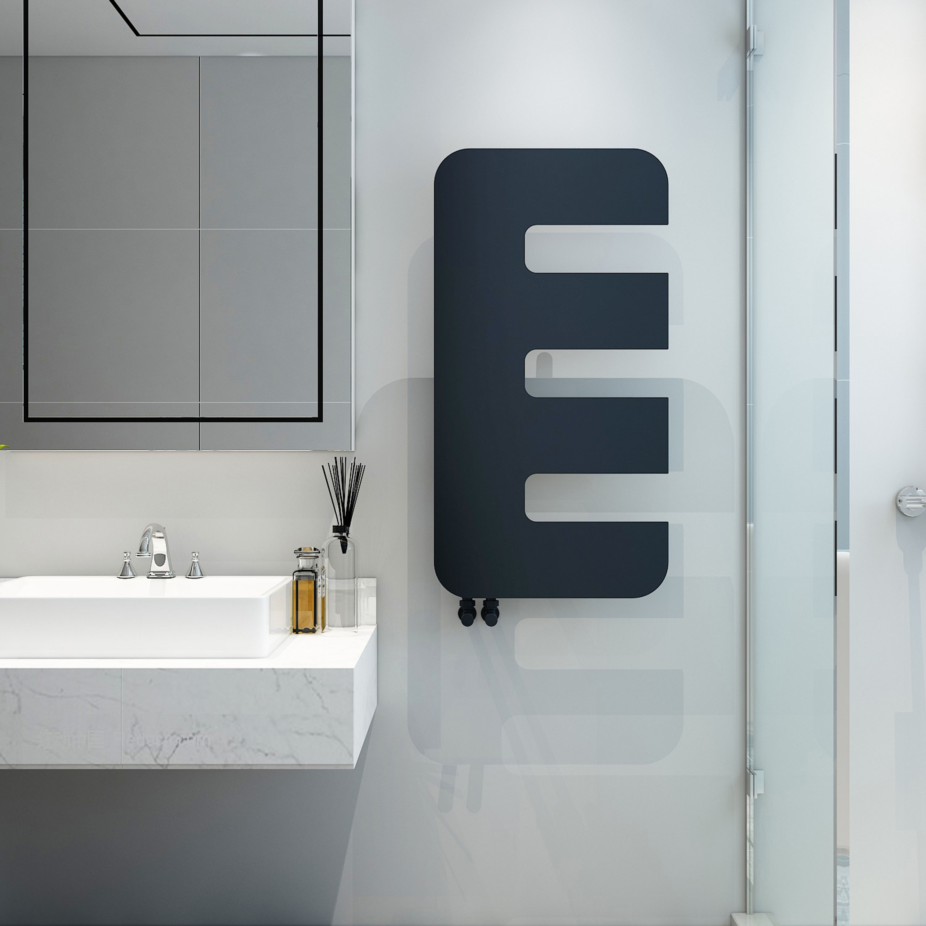 Carisa Rex Offset Single Panel Steel Designer Heated Towel Rail