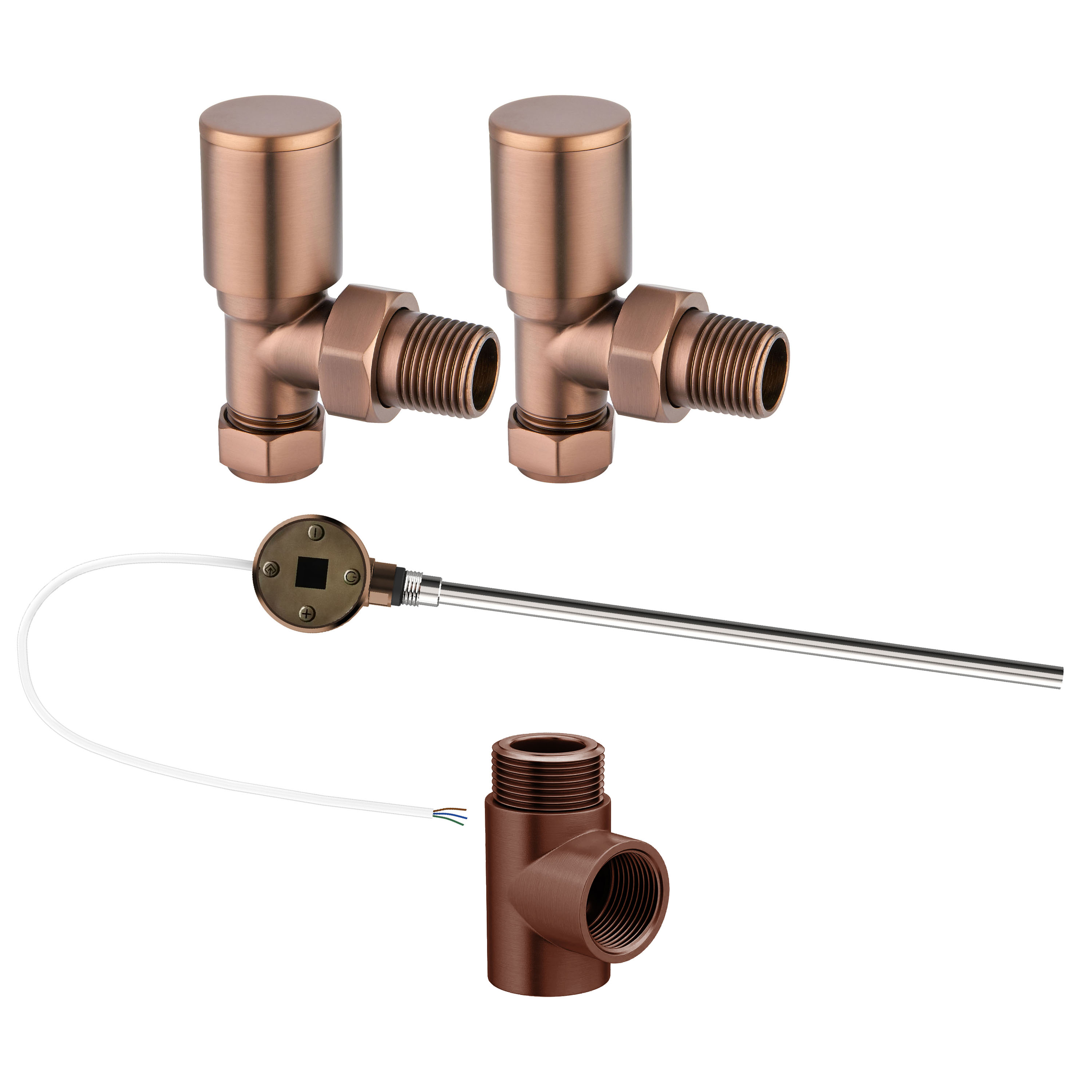 Toasty Brushed Bronze Dual Fuel Kit With Digital Element, Valves And T-Piece