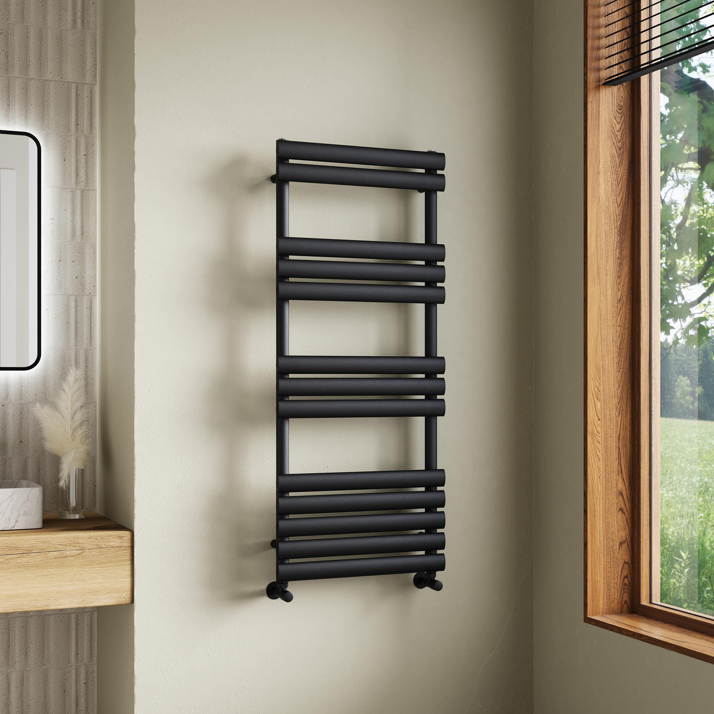 Toasty Eden Matt Black Heated Towel Rail