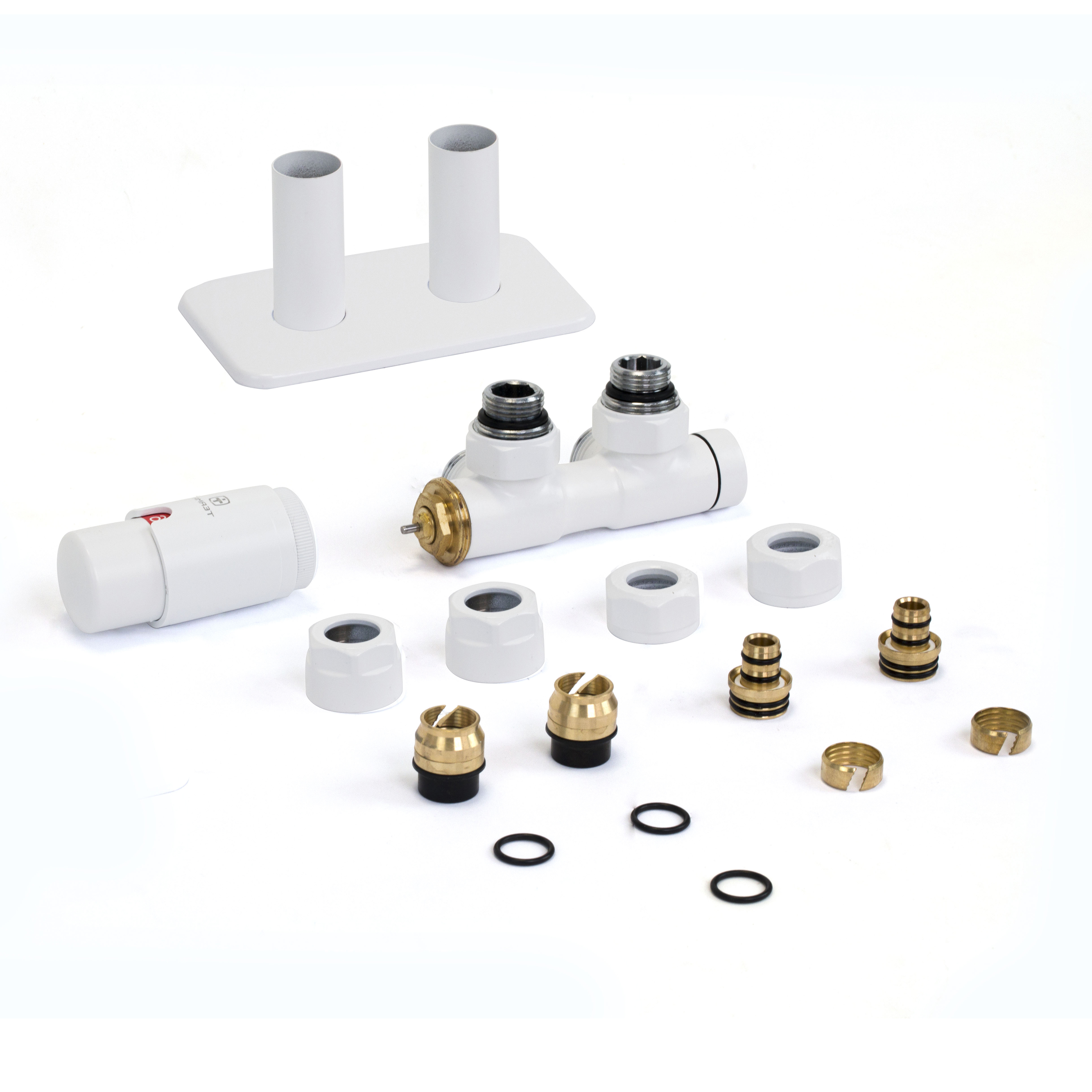 Terma Vario Twins All In One Integrated 50mm Thermostatic Valves & Pipe Masking Set