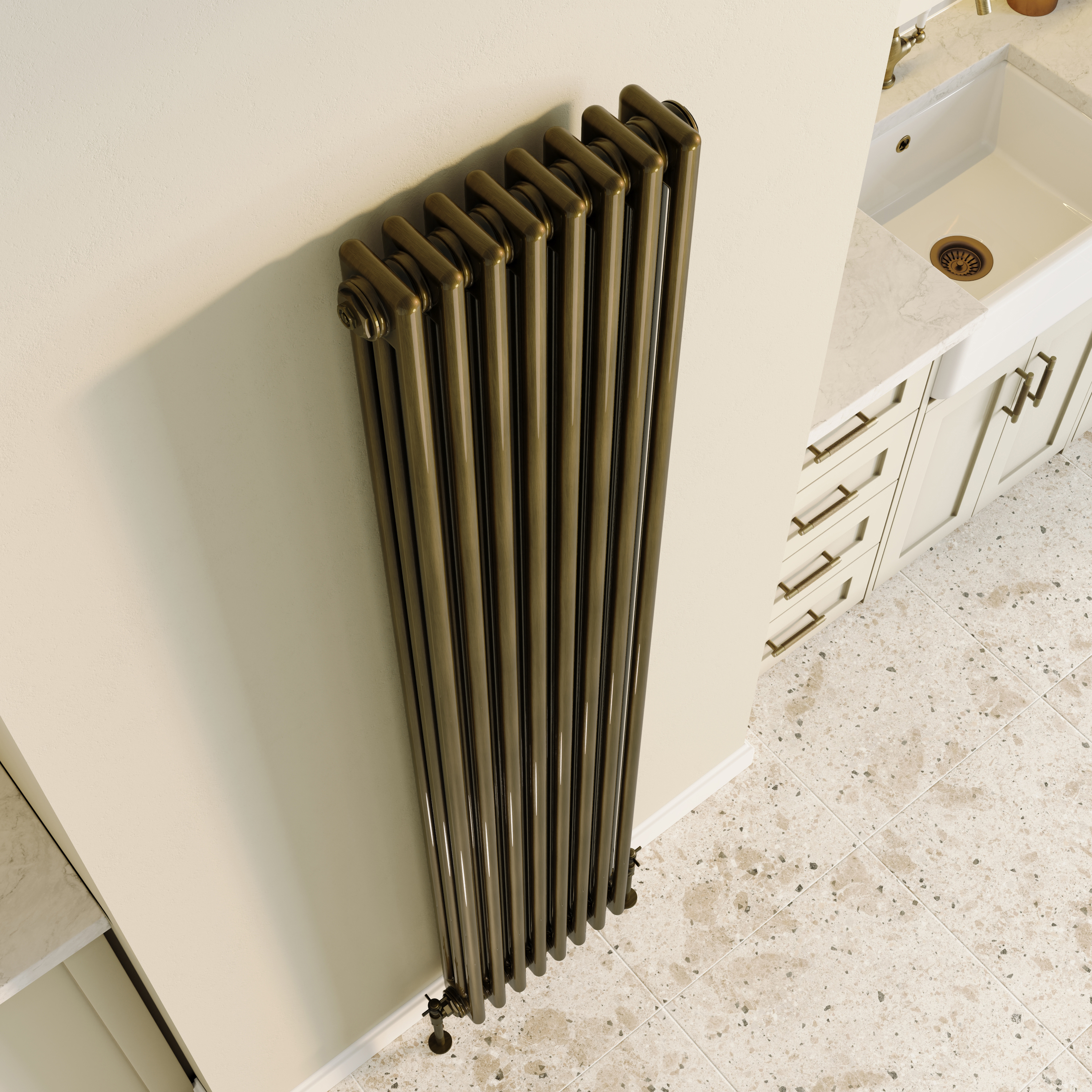Toasty Ardleigh Antique Brass Vertical Column Radiator