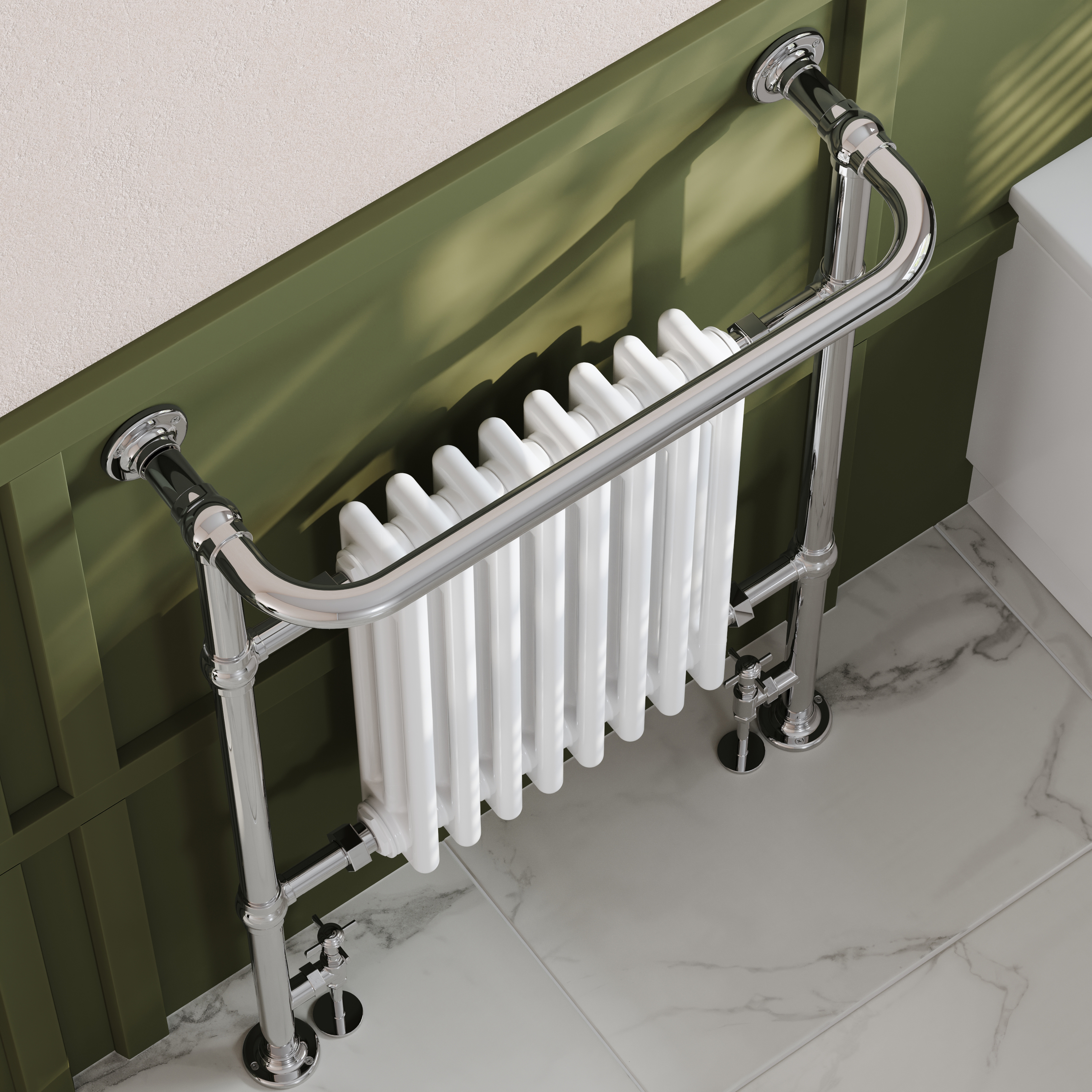 Toasty Penrose Chrome & White Traditional Heated Towel Rail