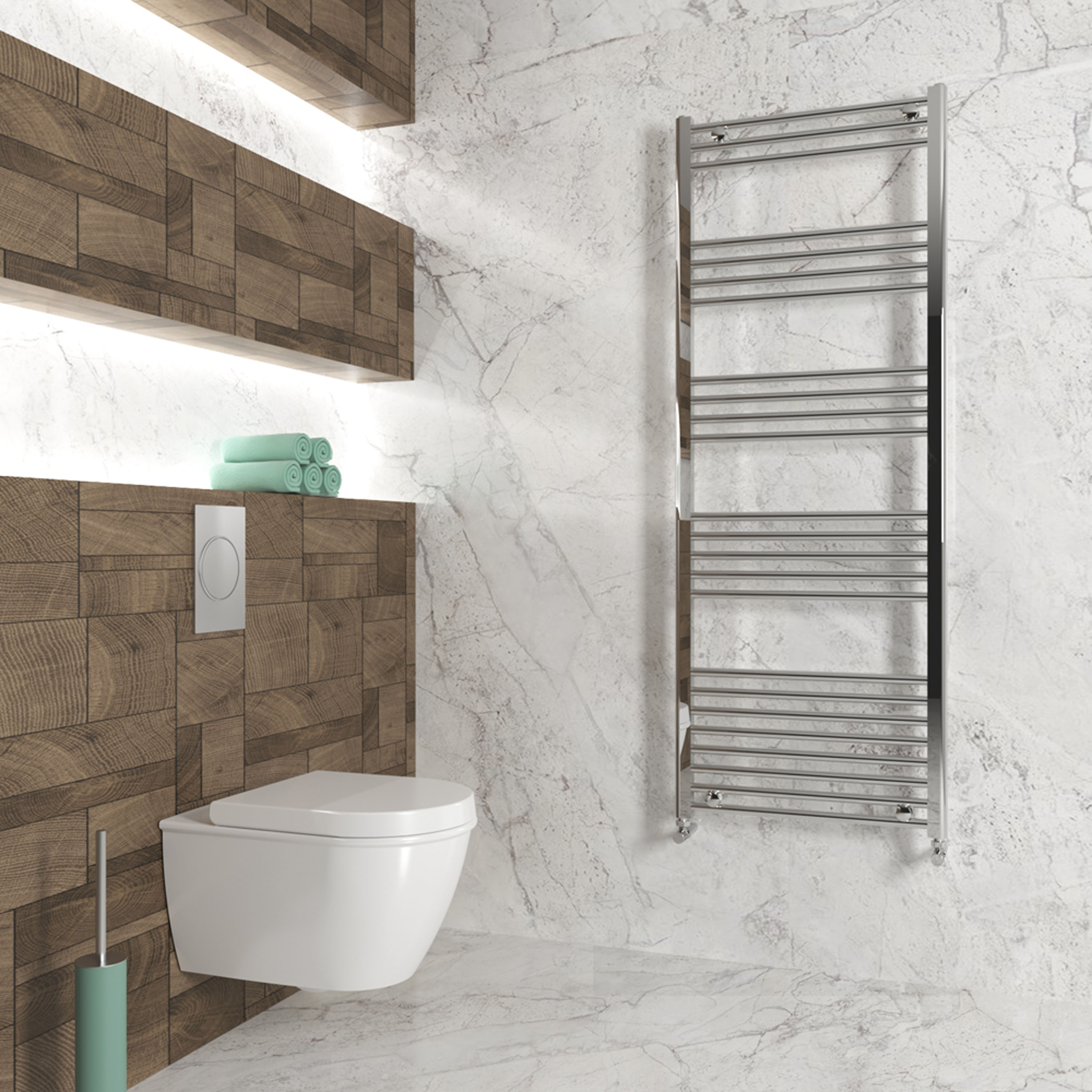 Carisa Nile Flat Vertical Steel Ladder Heated Towel Rail