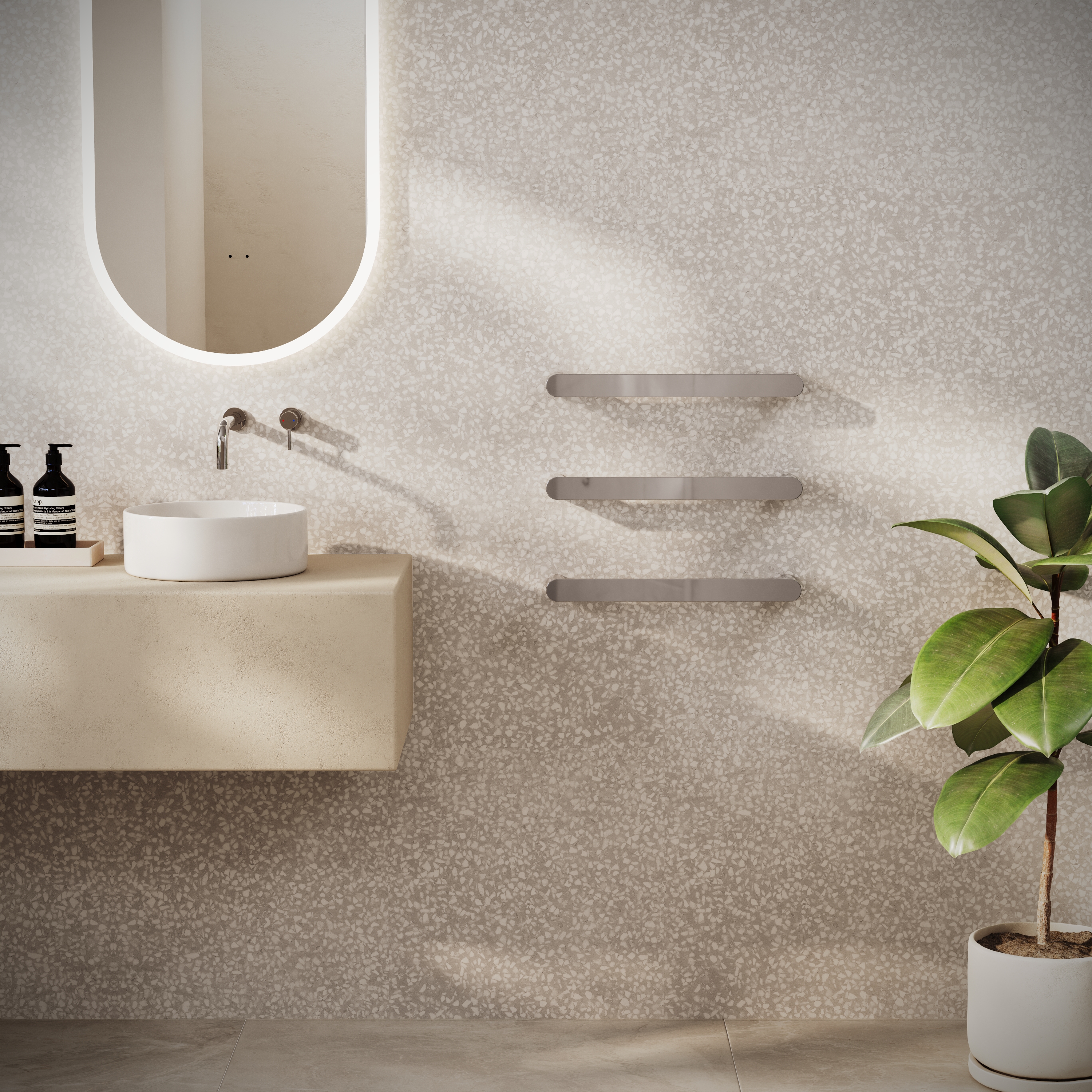 Toasty Duna Polished Stainless Steel Electric Heated Towel Rail