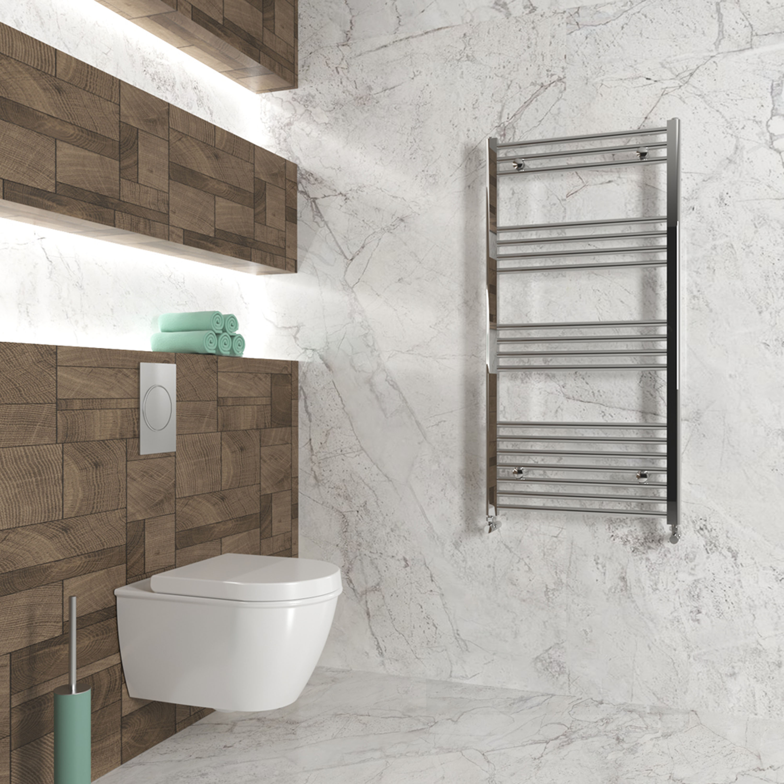 Carisa Nile Flat Vertical Steel Ladder Heated Towel Rail