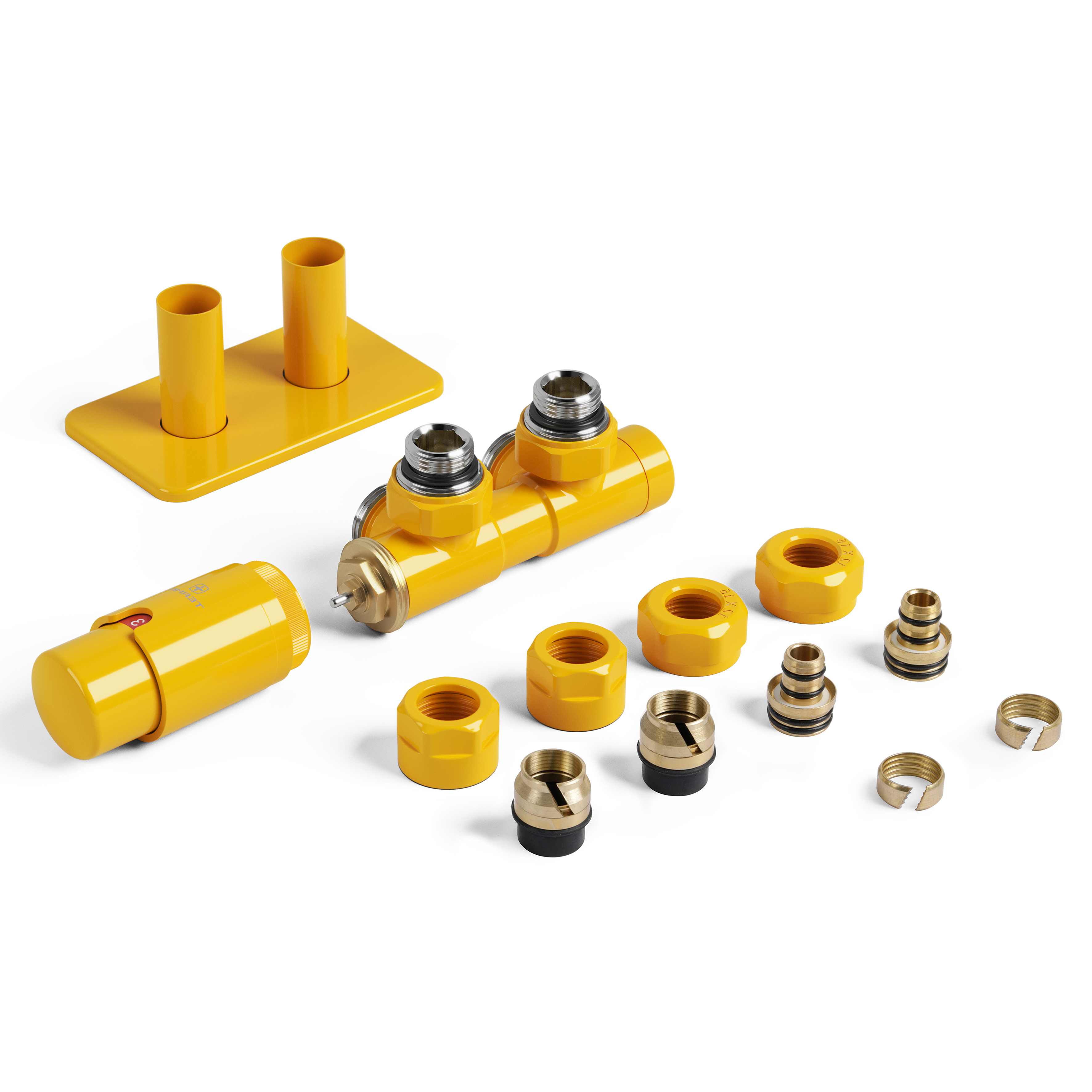 Terma Vario Twins All In One Integrated 50mm Thermostatic Valves & Pipe Masking Set