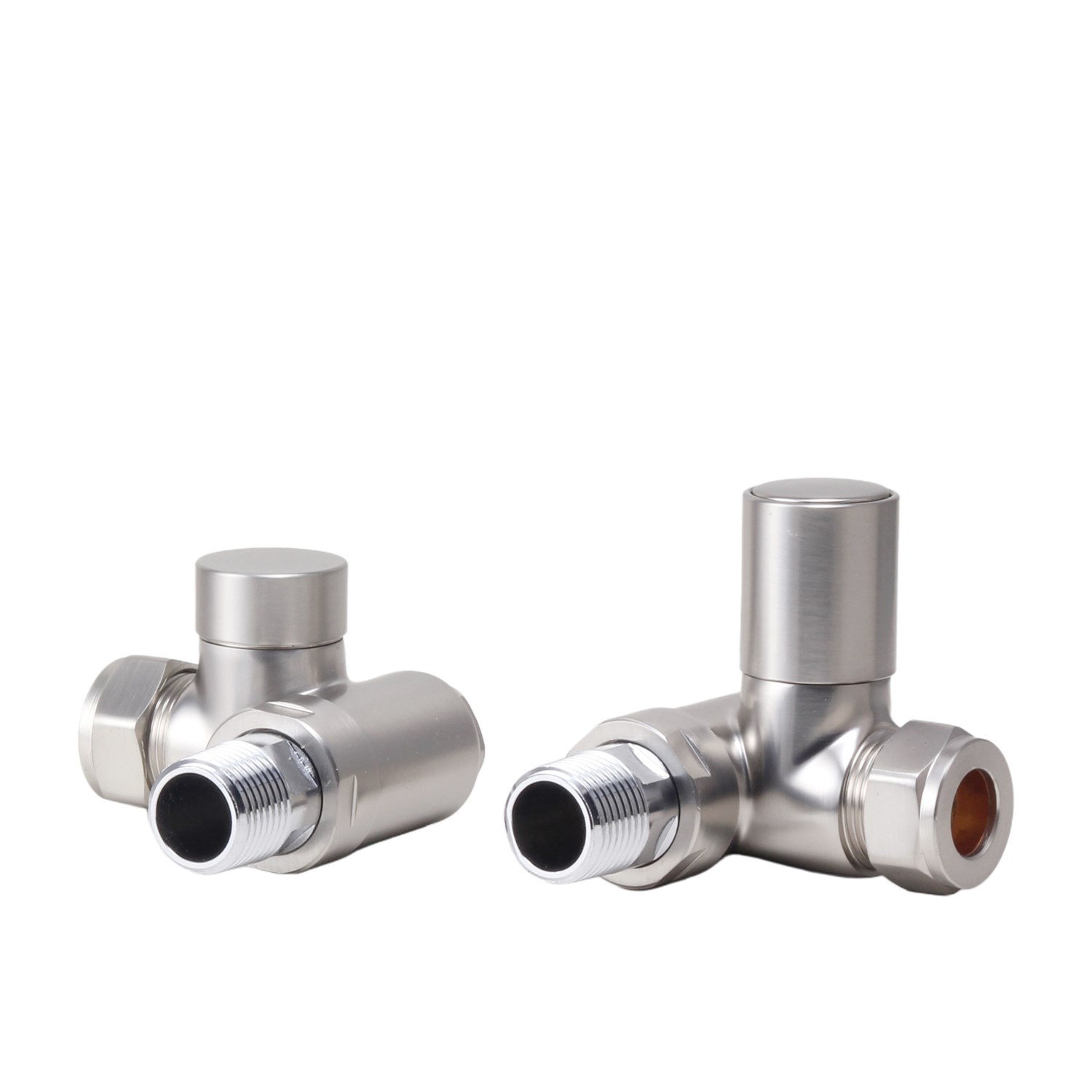Toasty Brushed Nickel Dual Fuel Corner Radiator Valves | Toasty