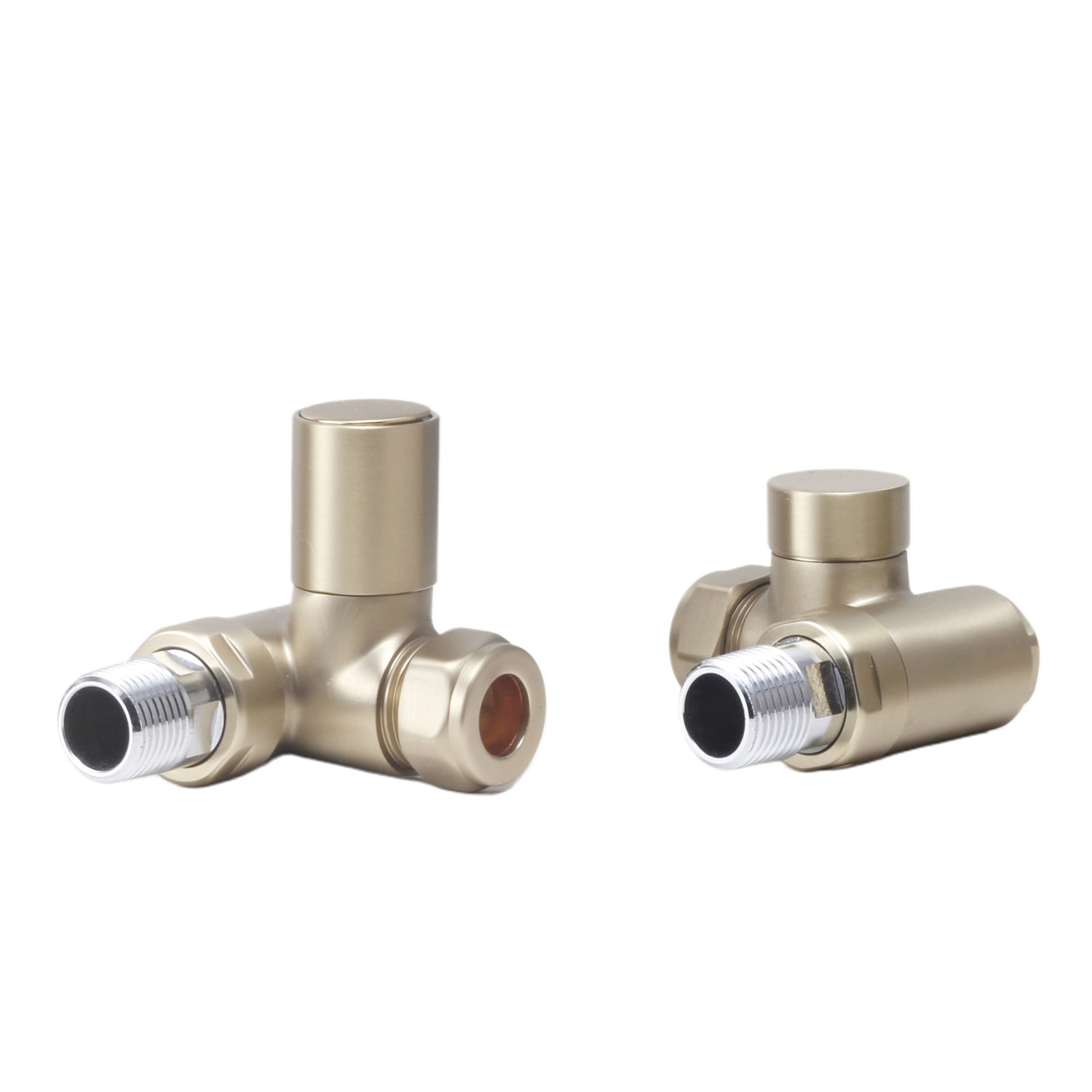 Toasty Brushed Brass Dual Fuel Corner Radiator Valves | Toasty
