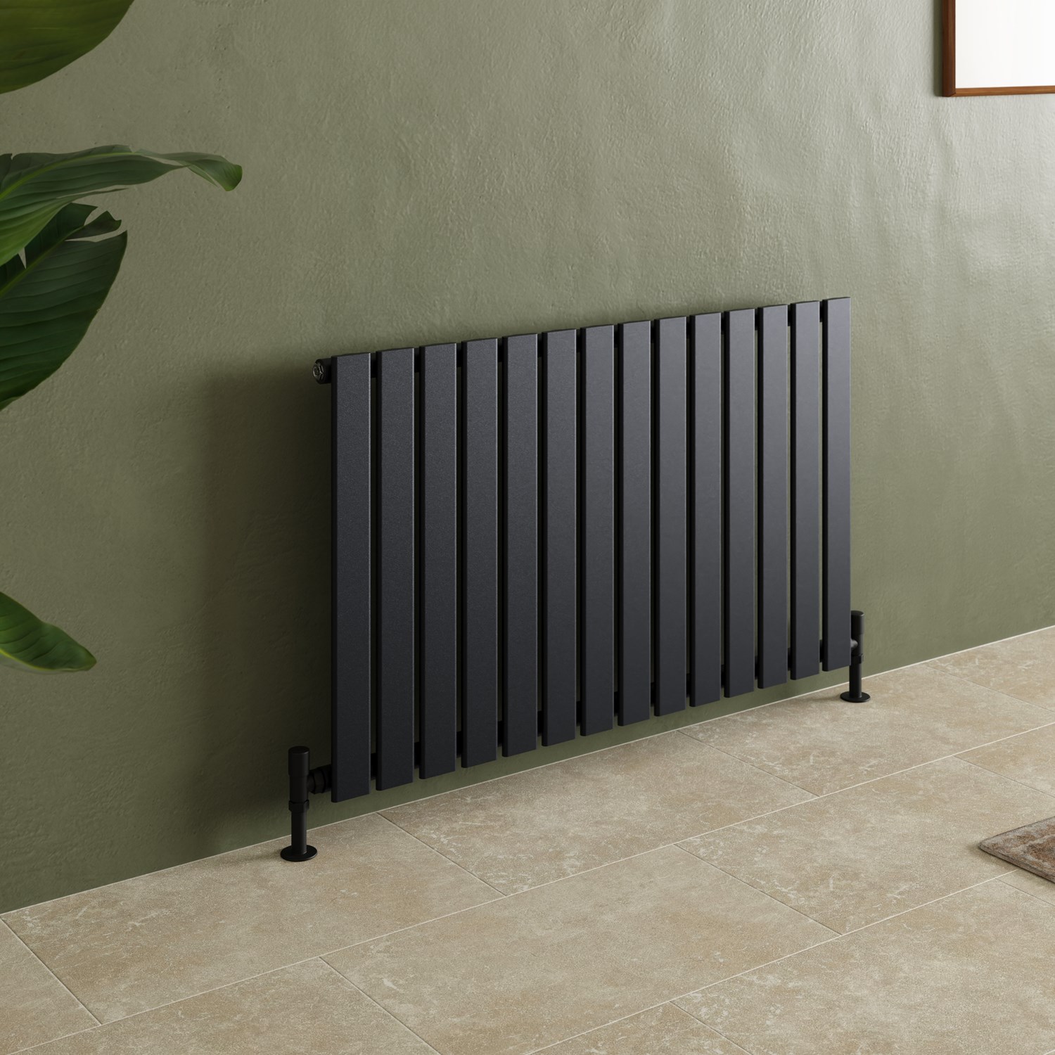 Towsty Toasty Radiance Matt Black Flat Panel Horizontal Radiator | Toasty